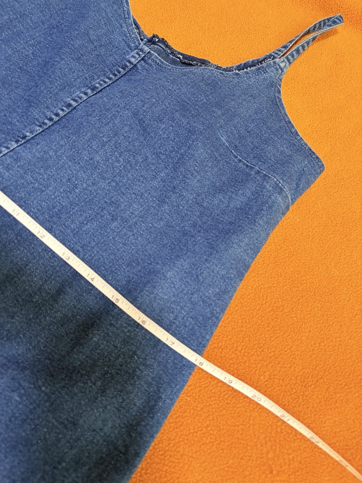 Adorable Vintage Y2K Stretch Denim Spaghetti Strap Shortie Sundresses Med-Lg
