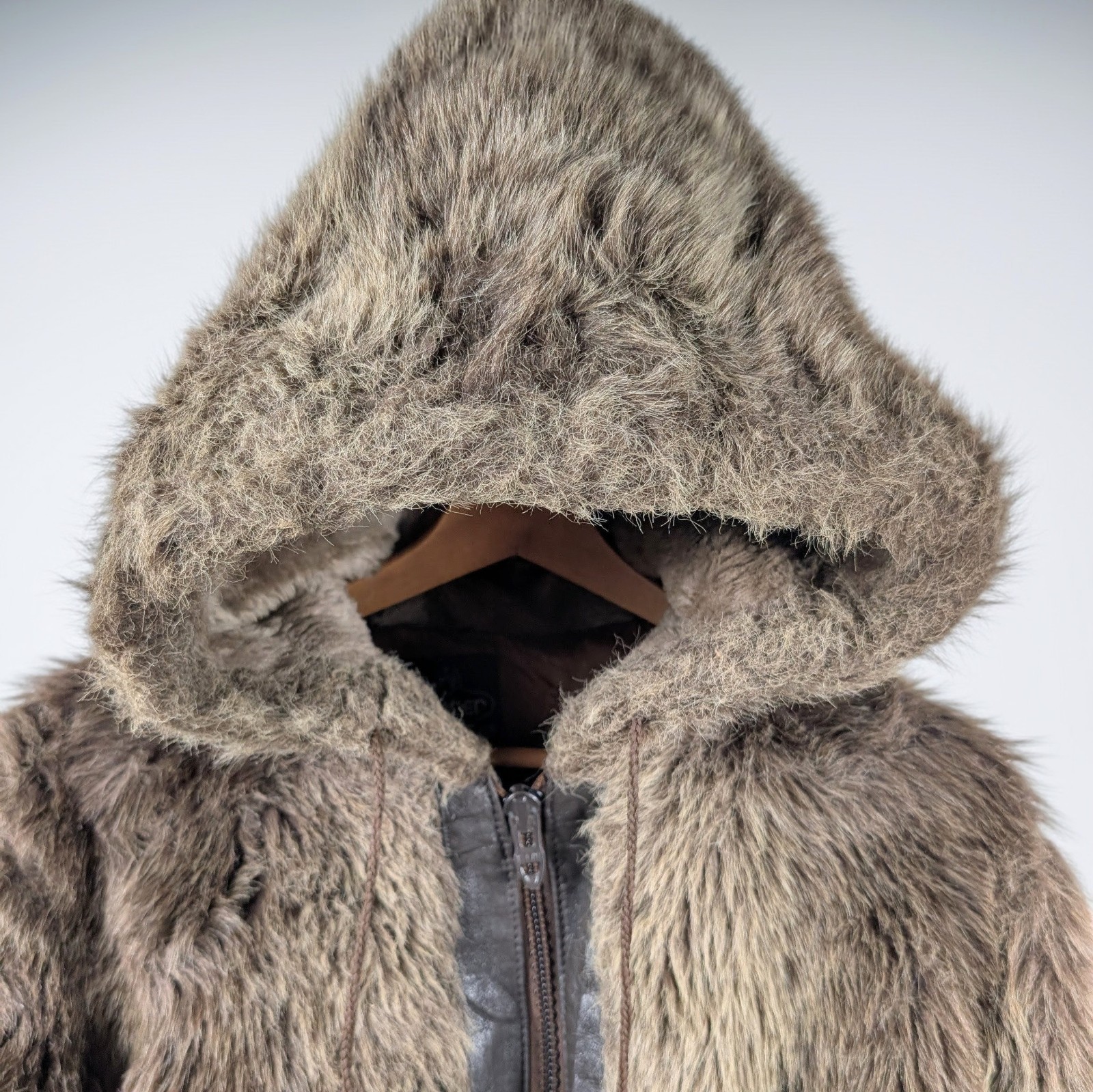 VTG Cooper Sportswear Faux Fur Jacket Hooded Boho Penny Lane Coat 70s 80s USA L