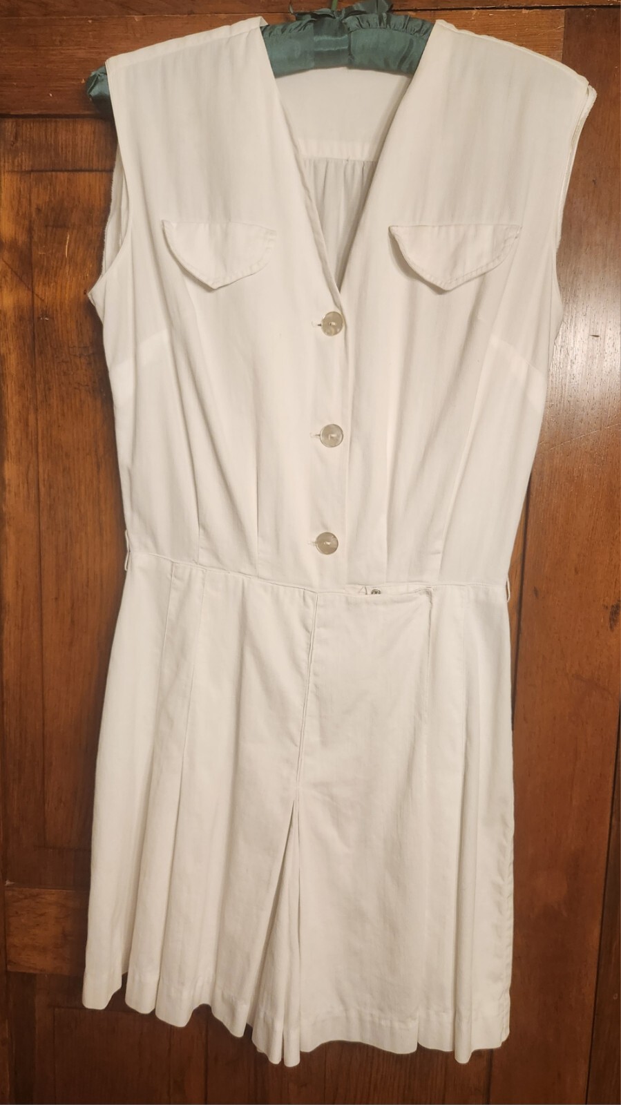 Vintage 1930s Playsuit White Cotton Jumpsuit Romper Beach 30s F.B. Horgan