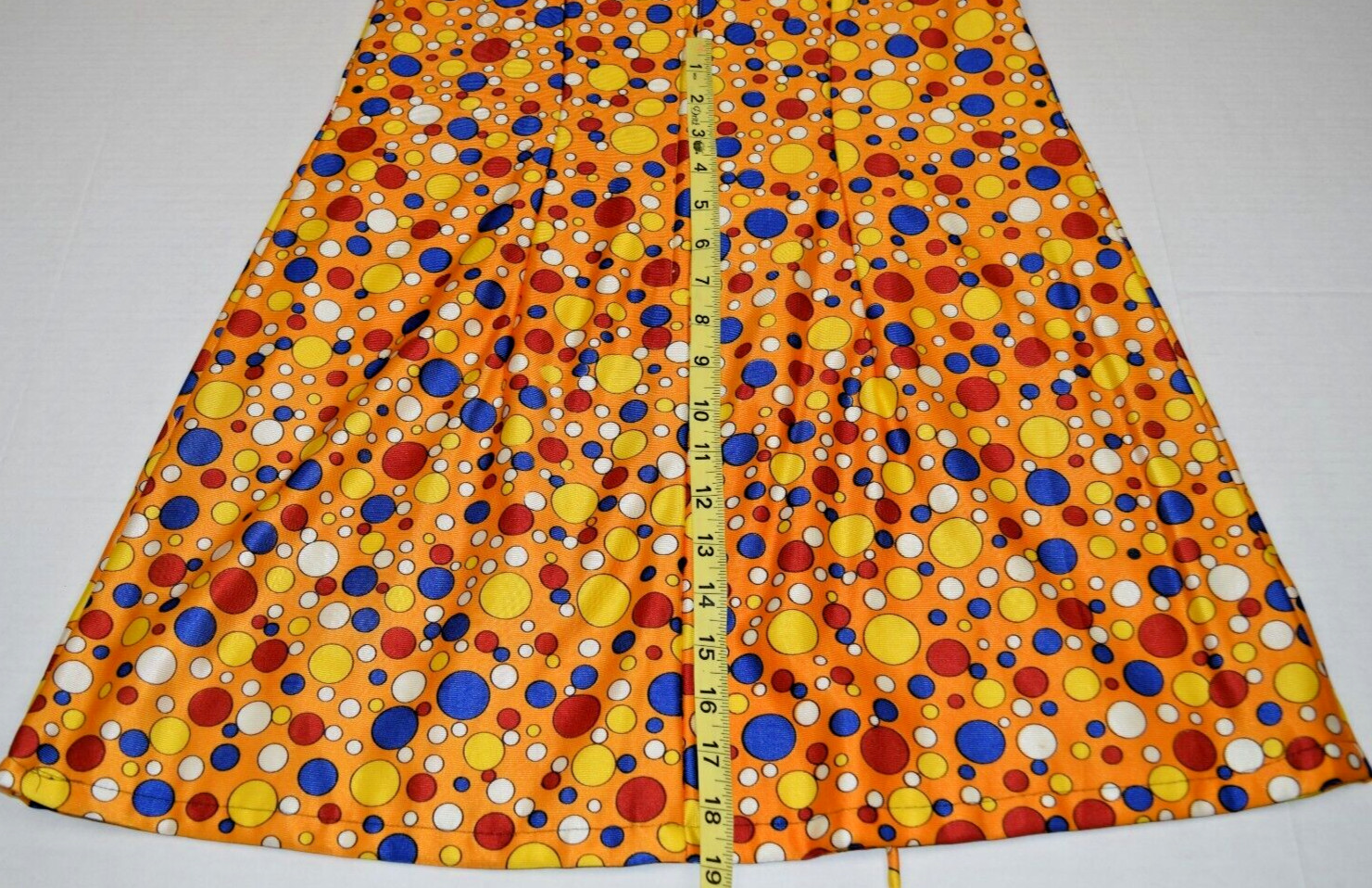 Vintage Mini Dress Size S/M 60s Shiny Orange Red Blue Polka Dot Cute Clown Lined