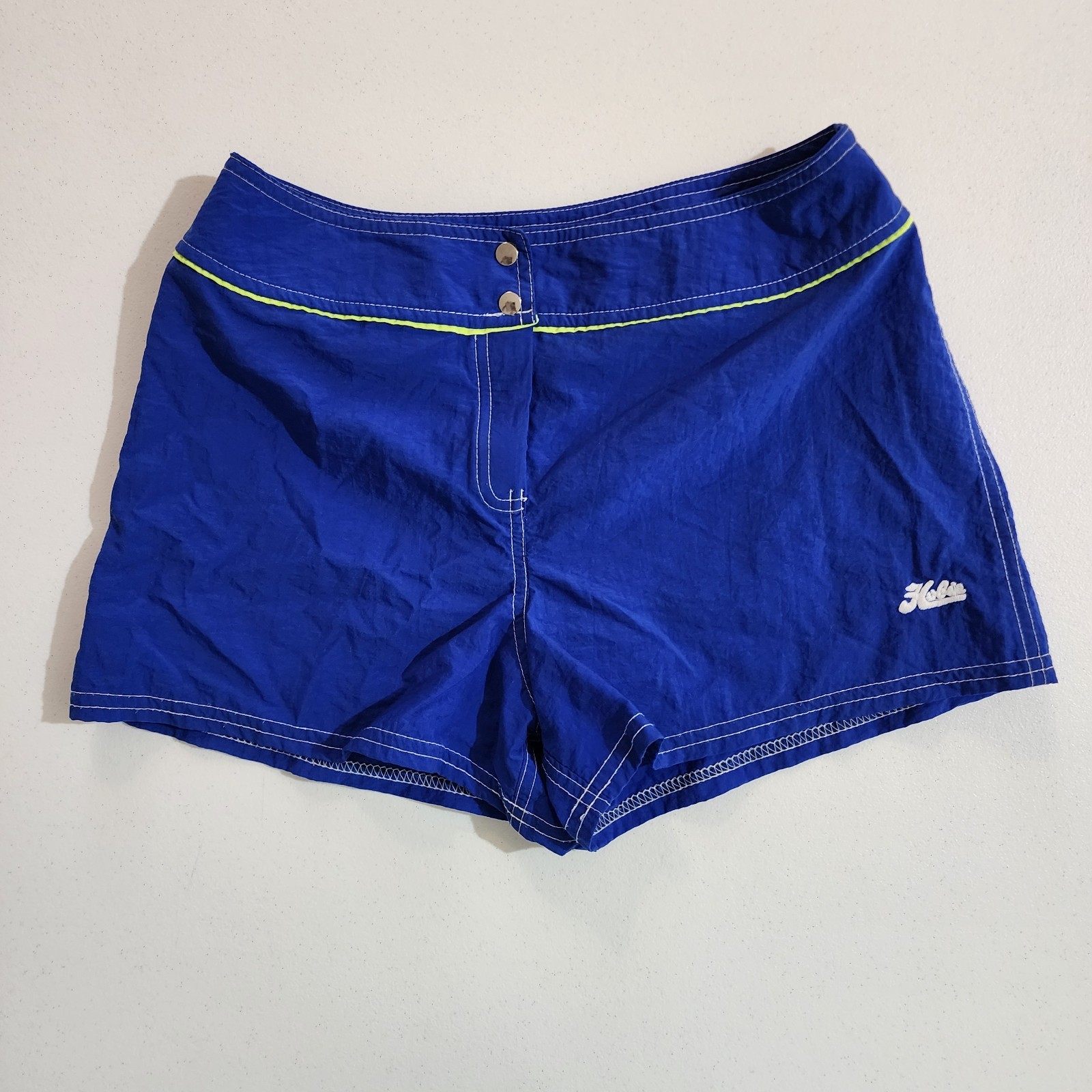 Vintage Hobie Board Shorts Size Small Blue Neon Green Surf