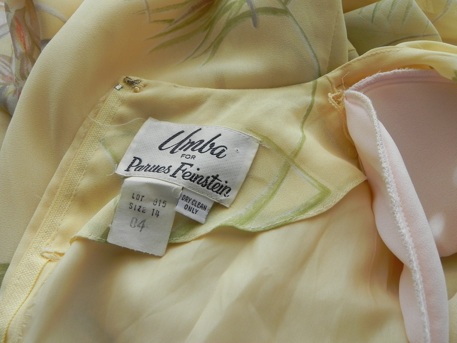 Vtg Umba for Parues Feinstein Dress Multi-Color Floral Long Sleeve Size 14(US10)