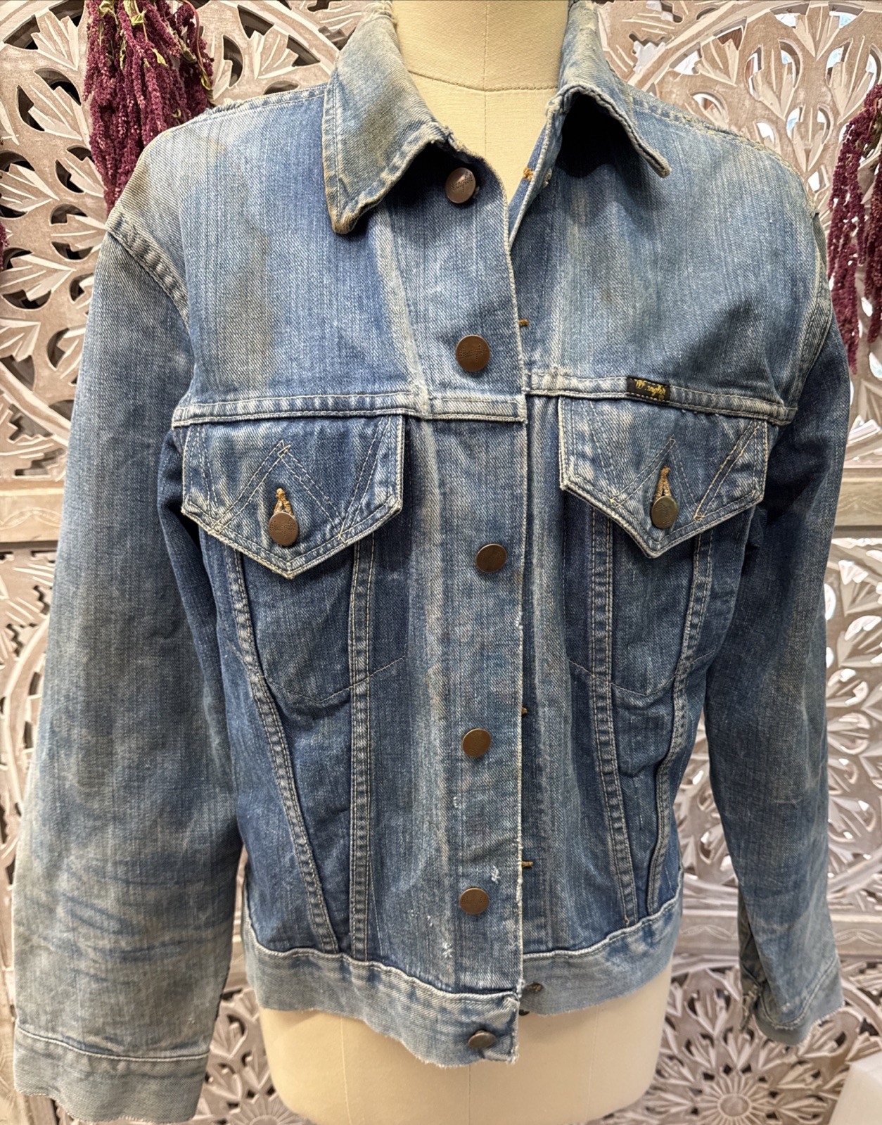 1970s VTG Wrangler No Faults Denim Jacket Womens Medium Uncertain