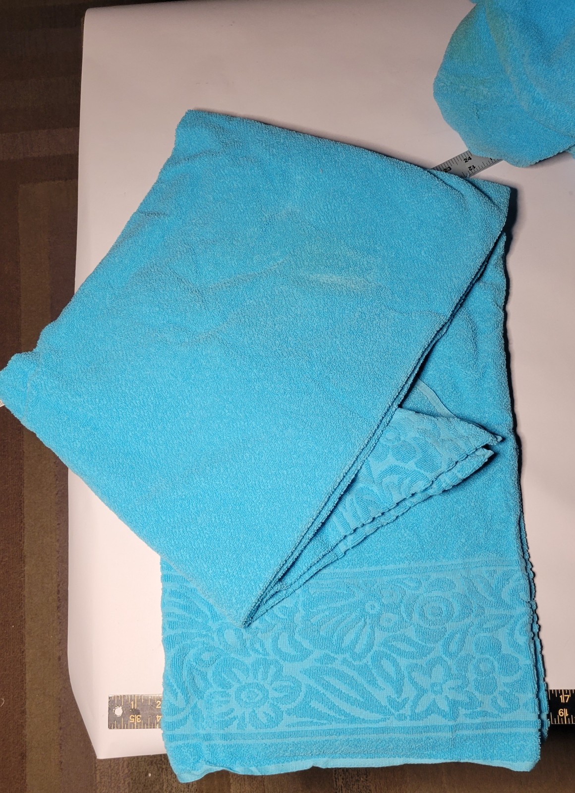 Vtg 60s Italian Bridal Trousseau 9pc Bath Set AMAR NOS Turquoise READ! Towels