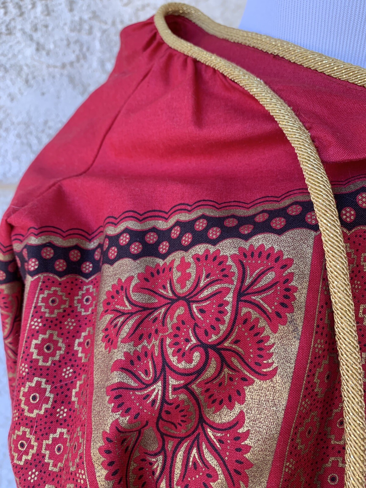 Vintage 80s Red, Black & Gold Blouse & Skirt