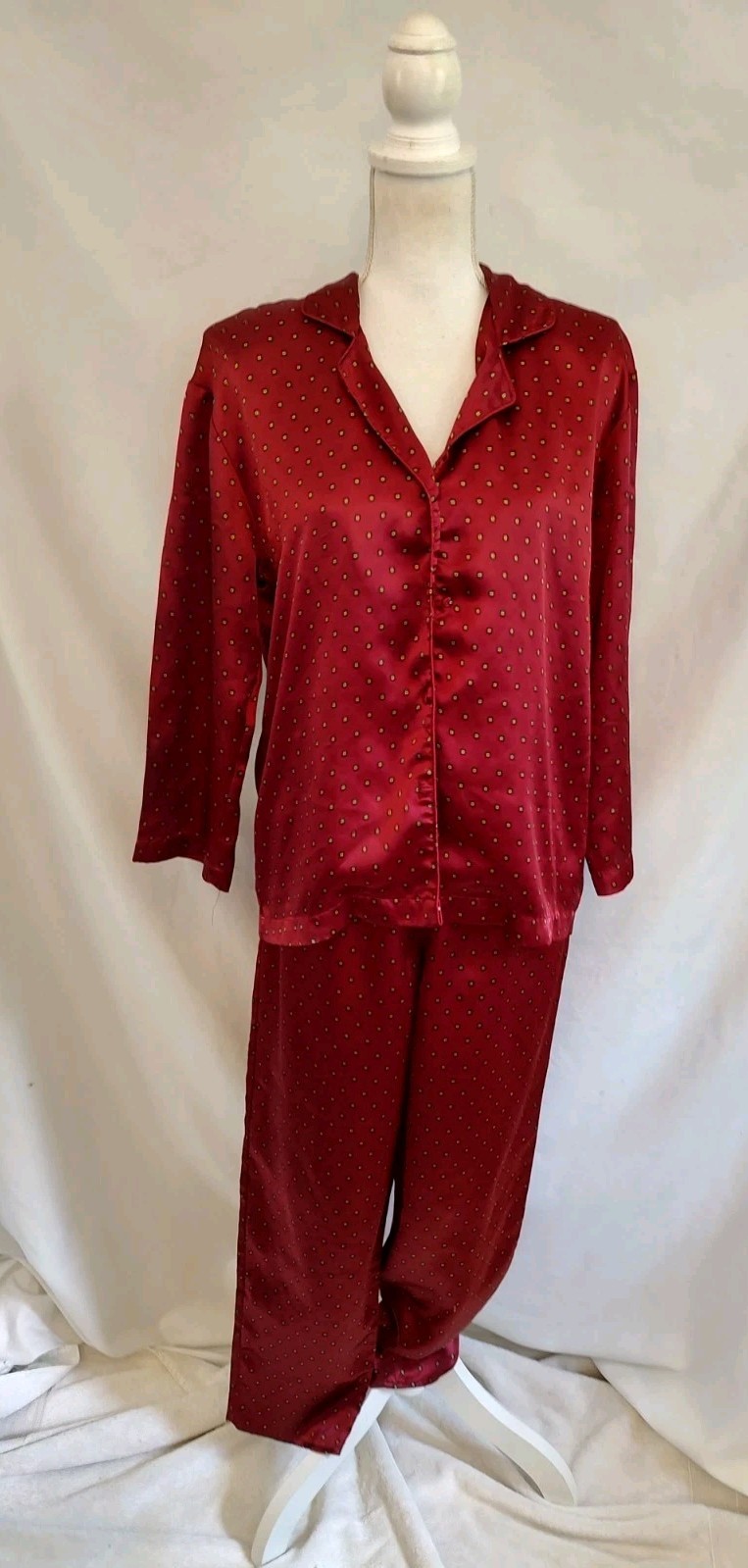 90’s Vintage Pajamas PJ’s Lounge Wear Body Drama Retro Red Satin Sexy Sz S