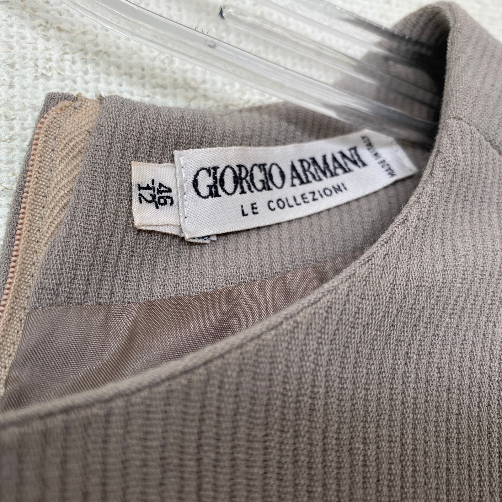 GIORGIO ARMANI Le COLLEZIONI Greige Color Sheath Dress-Size 12-Vintage.
