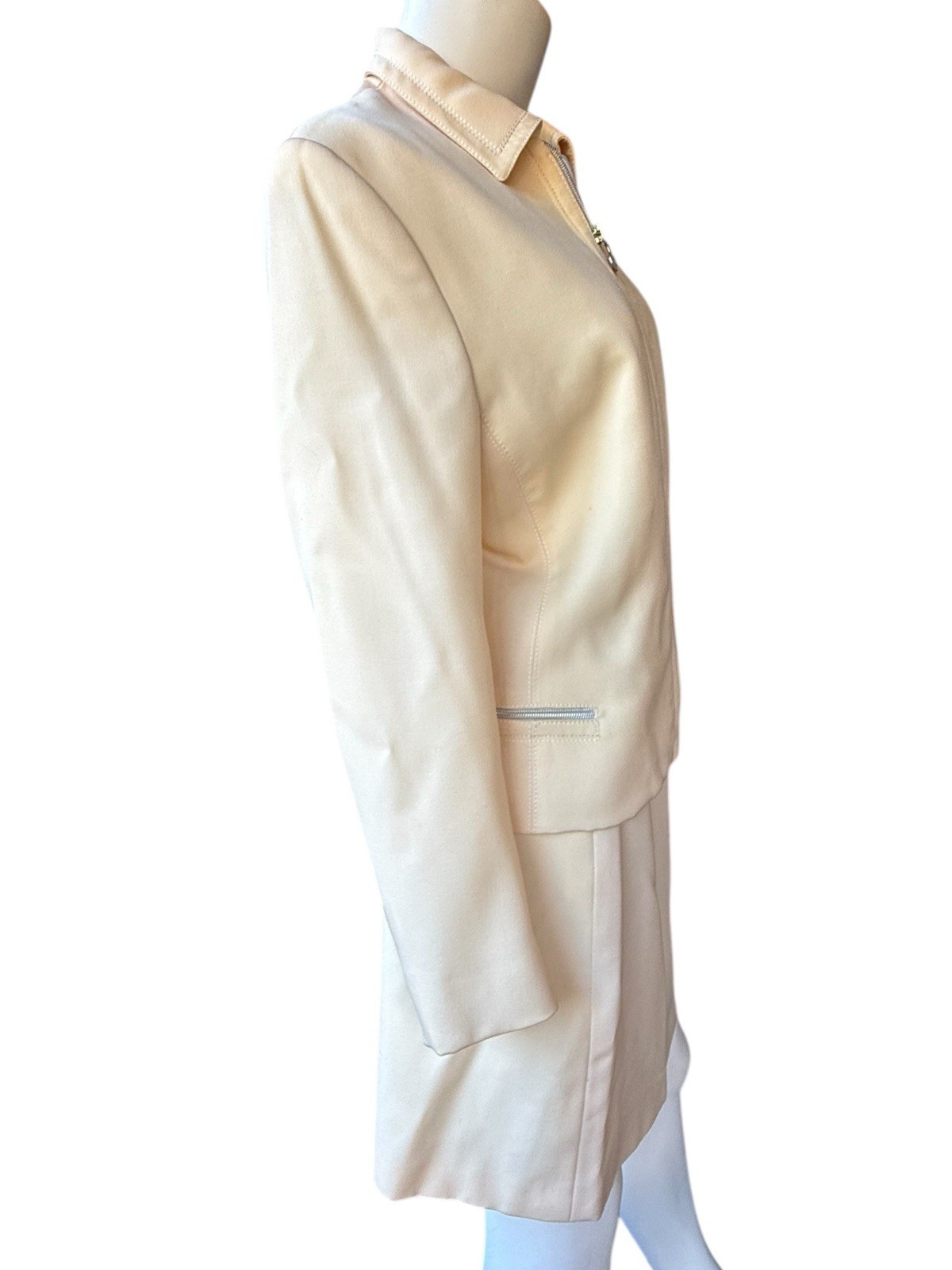 Vintage 90’s Gianni Versace butter yellow wool zip up skirt suit Italy 42 US 6