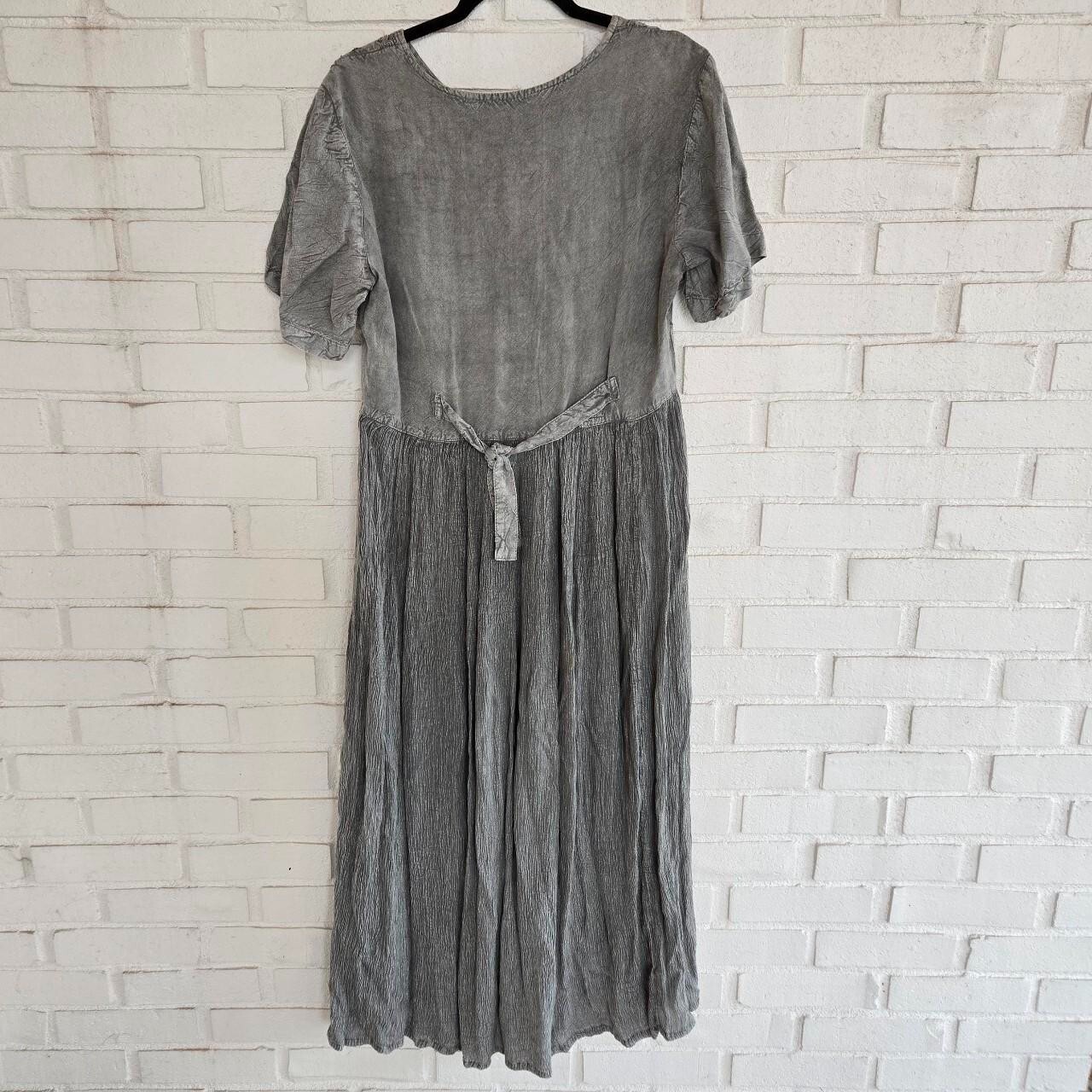 Vtg 90s Maxi Dress, Witchy, Grunge, Boho, Earthy Gray,Tie back, Select, Sz M