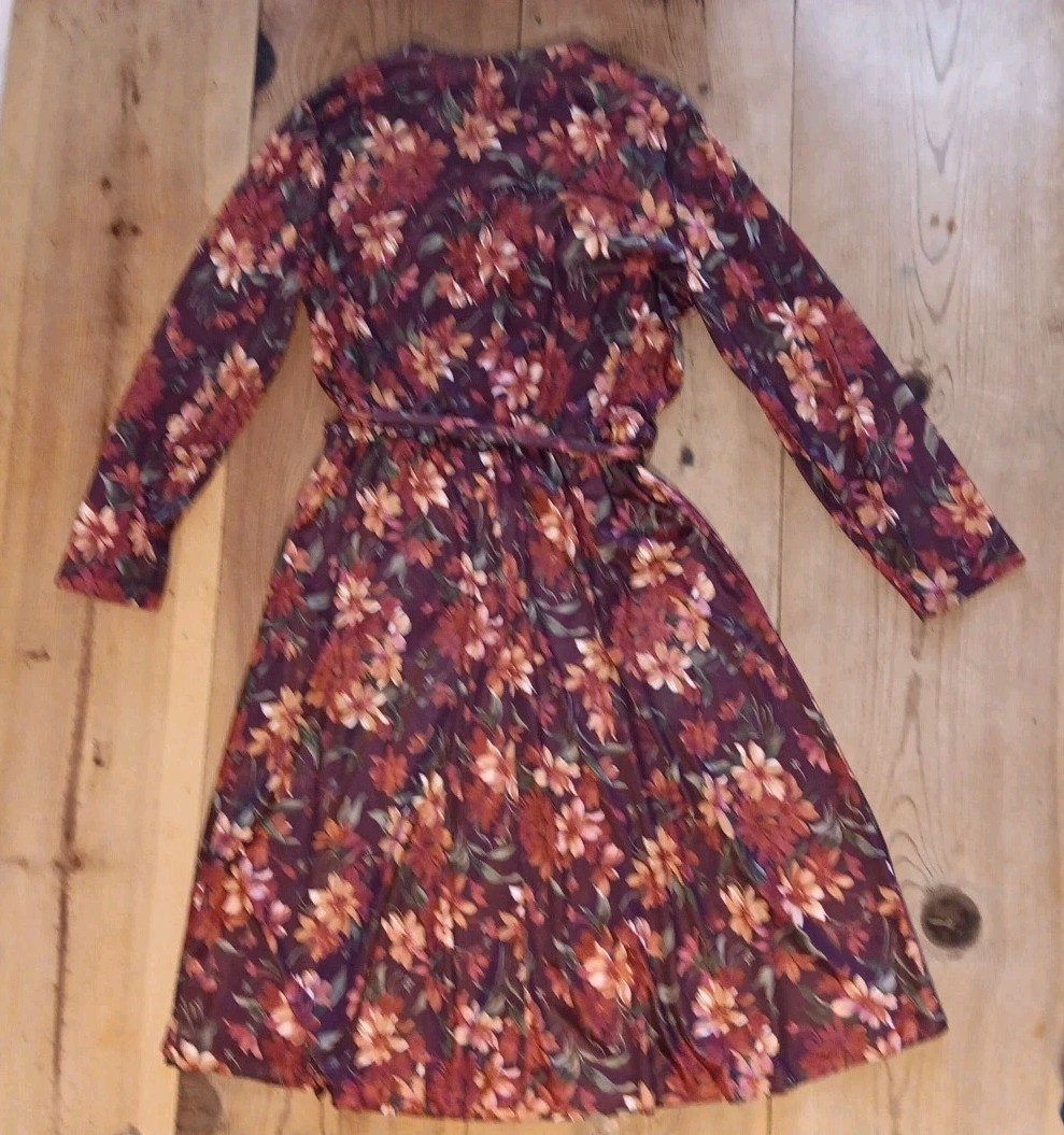 VTG Haband For Her Women 14 Midi ALine Dress Floral Elastic Waist Lace Pocket