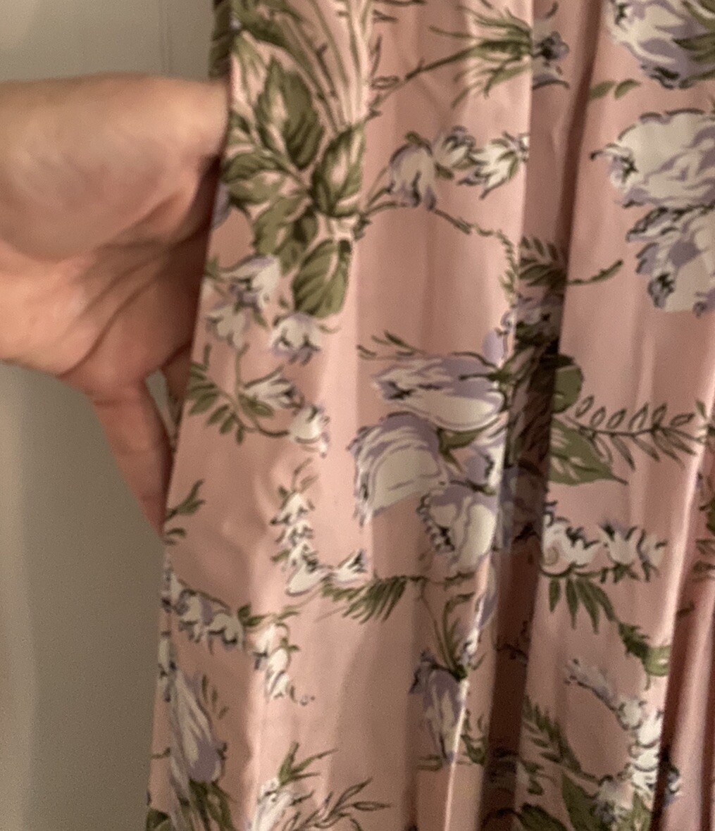 Vintage Carol Anderson Pink Floral Dress Belted 3 Button Shoulder Pads S/M USA