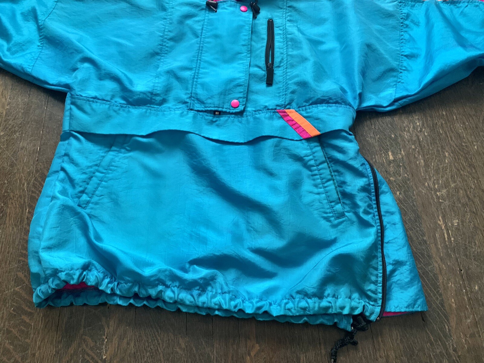 Sunbuster Performance Sports Apparel L ? Nylon Partial Zip Bright Turquoise Pnk