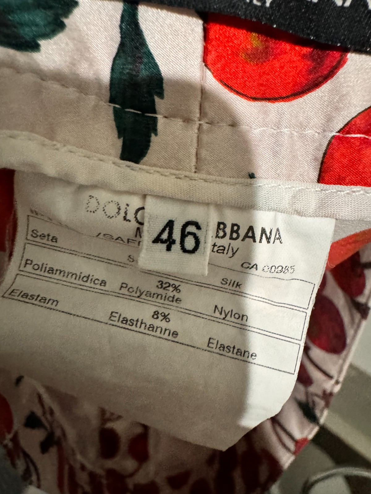 Vintage Dolce & Gabbana pants white red 46 Cherry Silk Satin trousers low rise