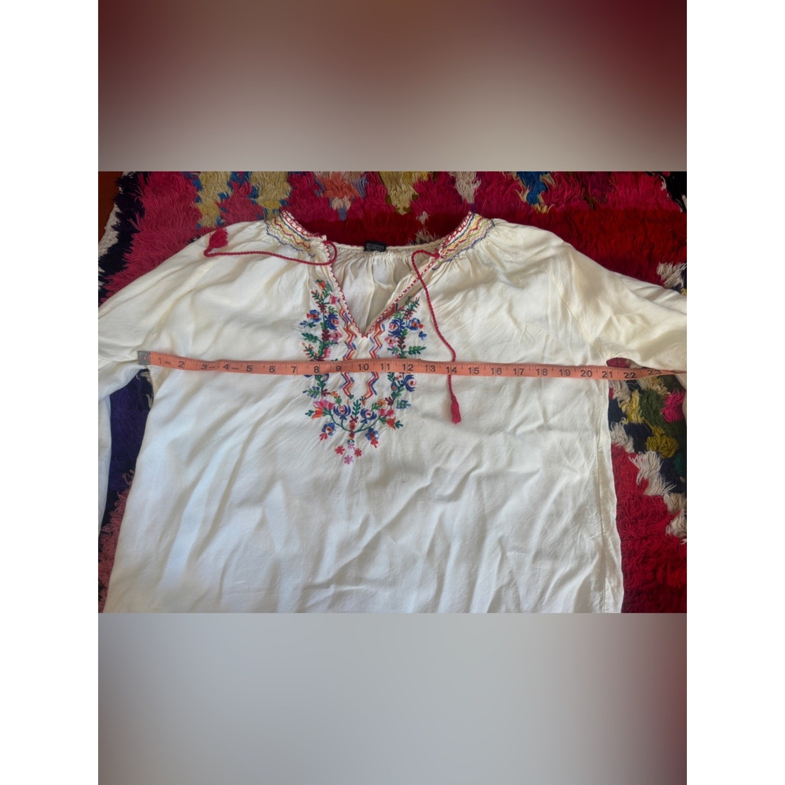 70s Vintage Indian Embroidered Peasant Blouse Sz M