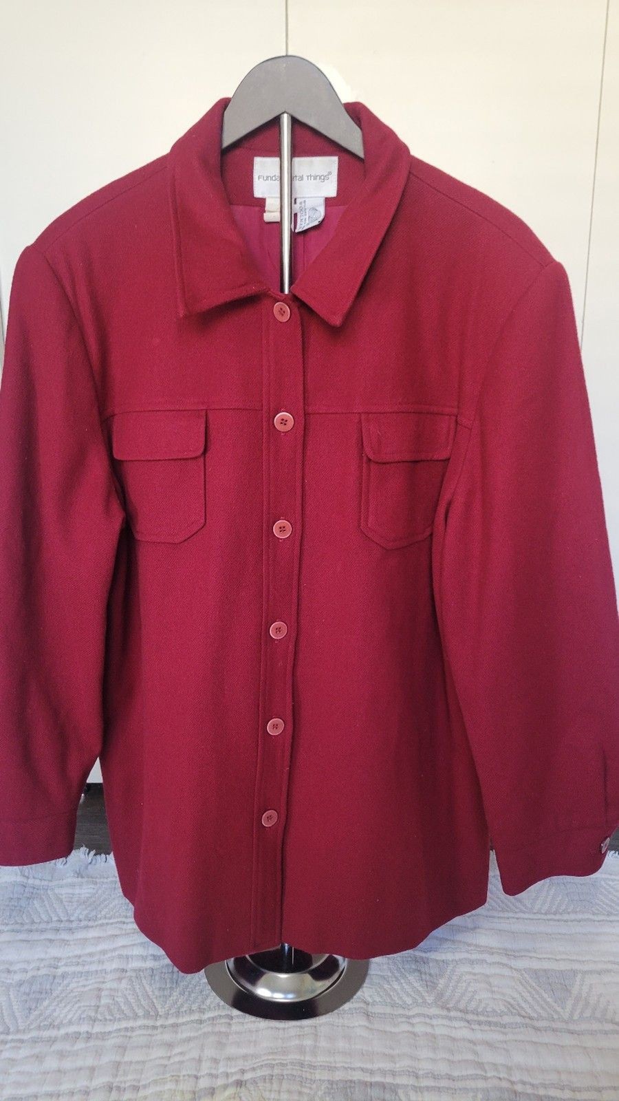 Vintage Fundamental Things 100% Pure Wool Shirt Jacket Women’s Burgundy Made USA