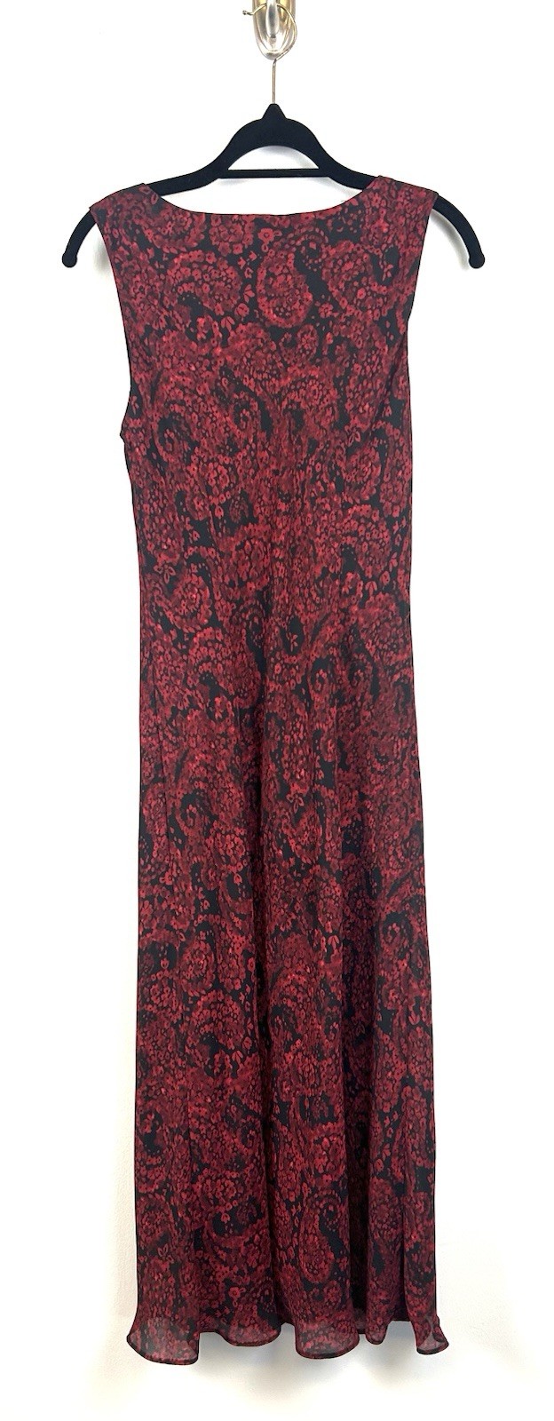 Vintage Y2K 90s Maxi Slip Dress 10P Red Black Floral Whimsigoth Fairy Grunge