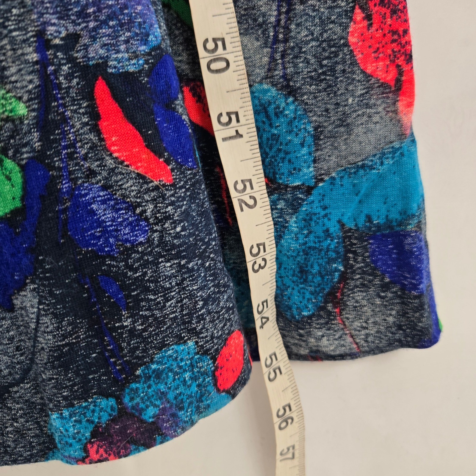 Vtg 70s Zerlina Italian Maxi Dress Blue Green Floral Abstract Long Sleeve
