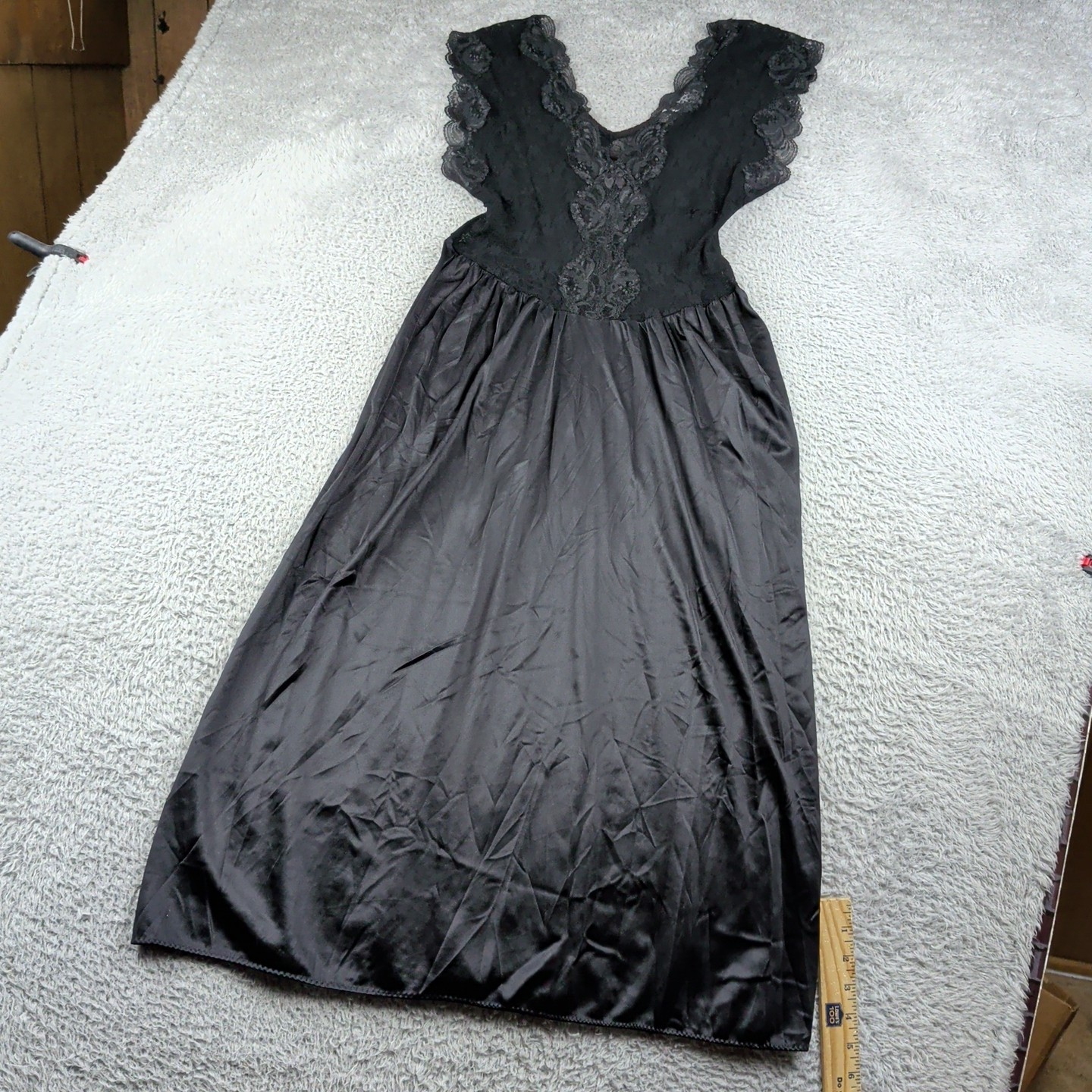 Vintage Vandemere Slip Dress Womens M Black Made in USA Lace Whimsigoth Dark