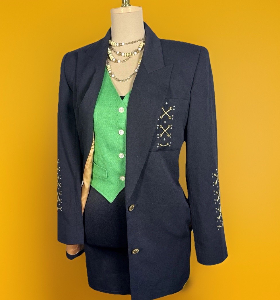 Vintage Criscione New York | Black Power Blazer| Gold Accents | Old Money | 1980