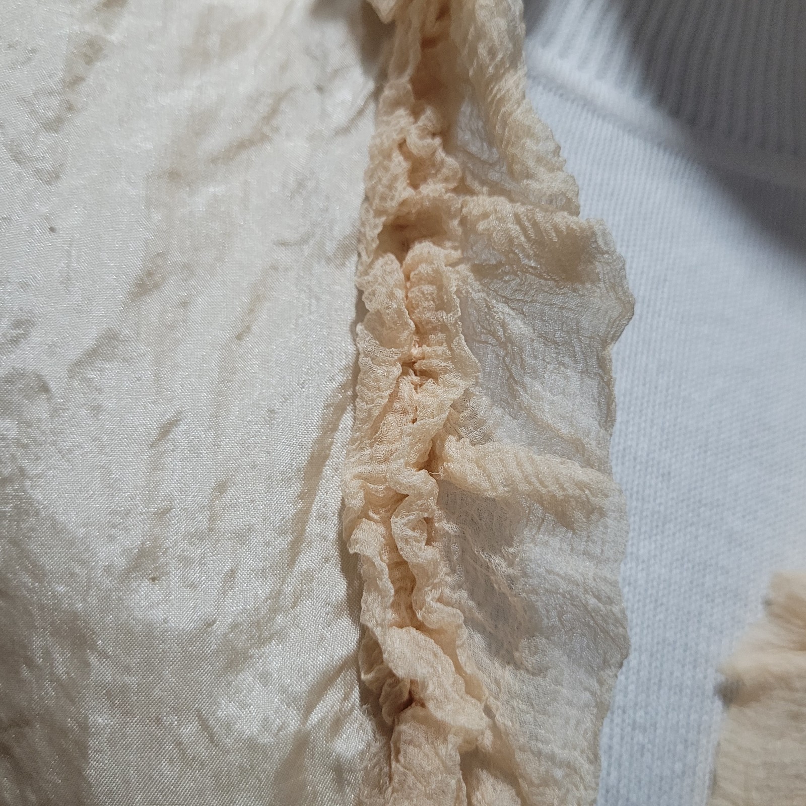 Antique Regency Sheer Muslin Bolero Peach Ruffles c.1800s Lingerie Cover-Up