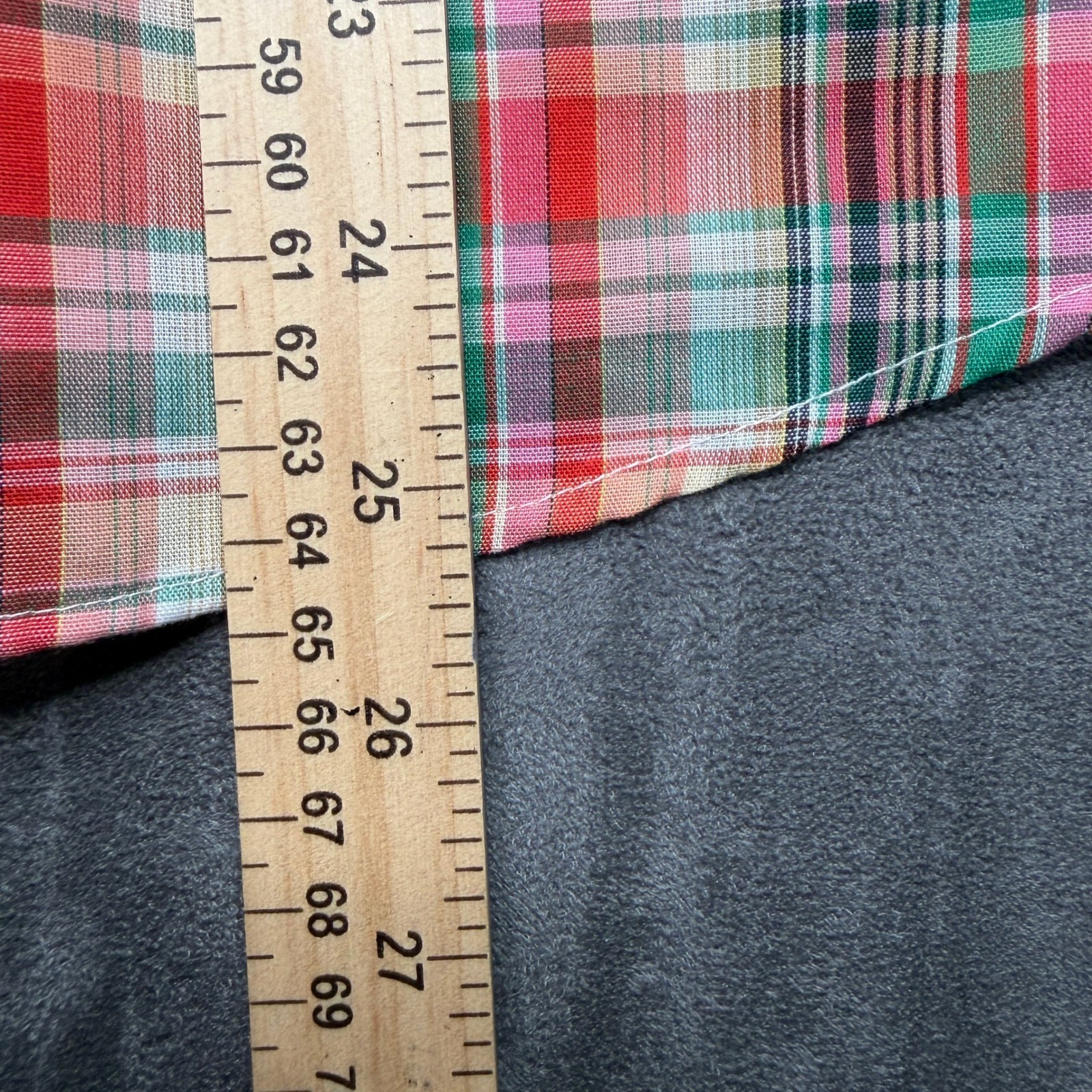 Oak Hill Plaid Blouse Women 18 Red Pink Scalloped Peter Pan Collar Puff Sleeve