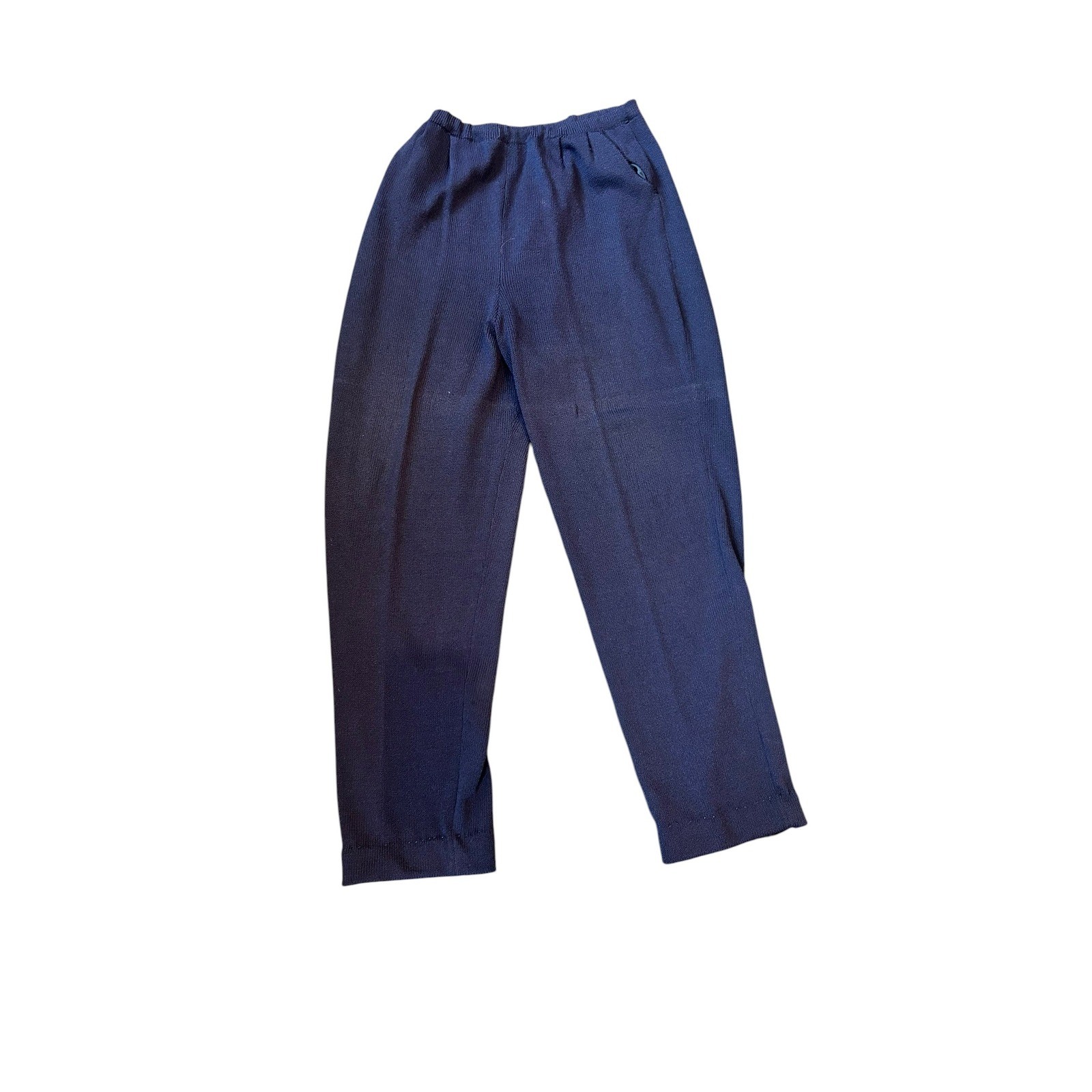 Vintage Marie St. John Navy Blue High Rise Knitted Pants Straight Leg Waist 27