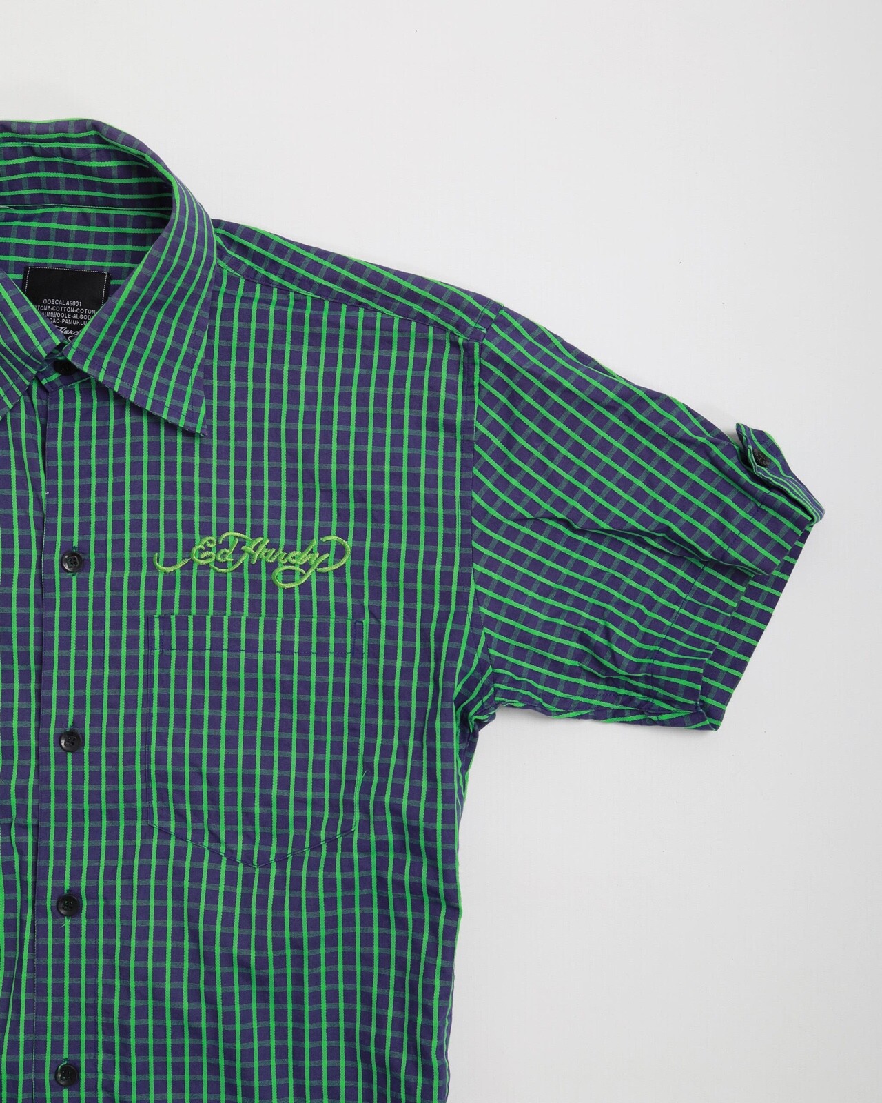 W’ 00s Ed Hardy by Christian Audigier Short Sleeve Checked Shirt 42