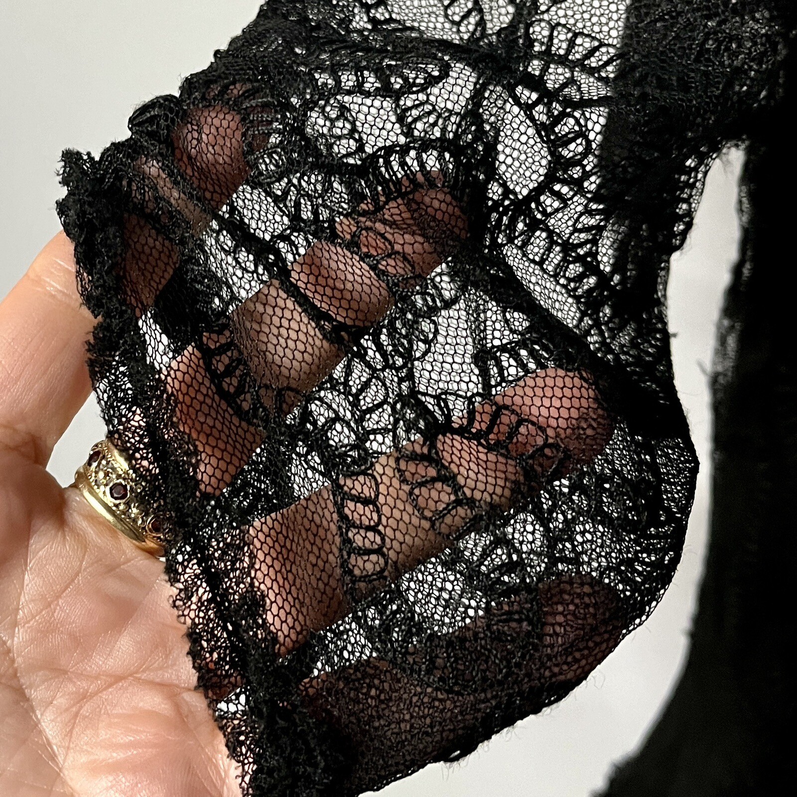 Vintage COUTURE 30s 40s Black Abstract LACE Dress 12