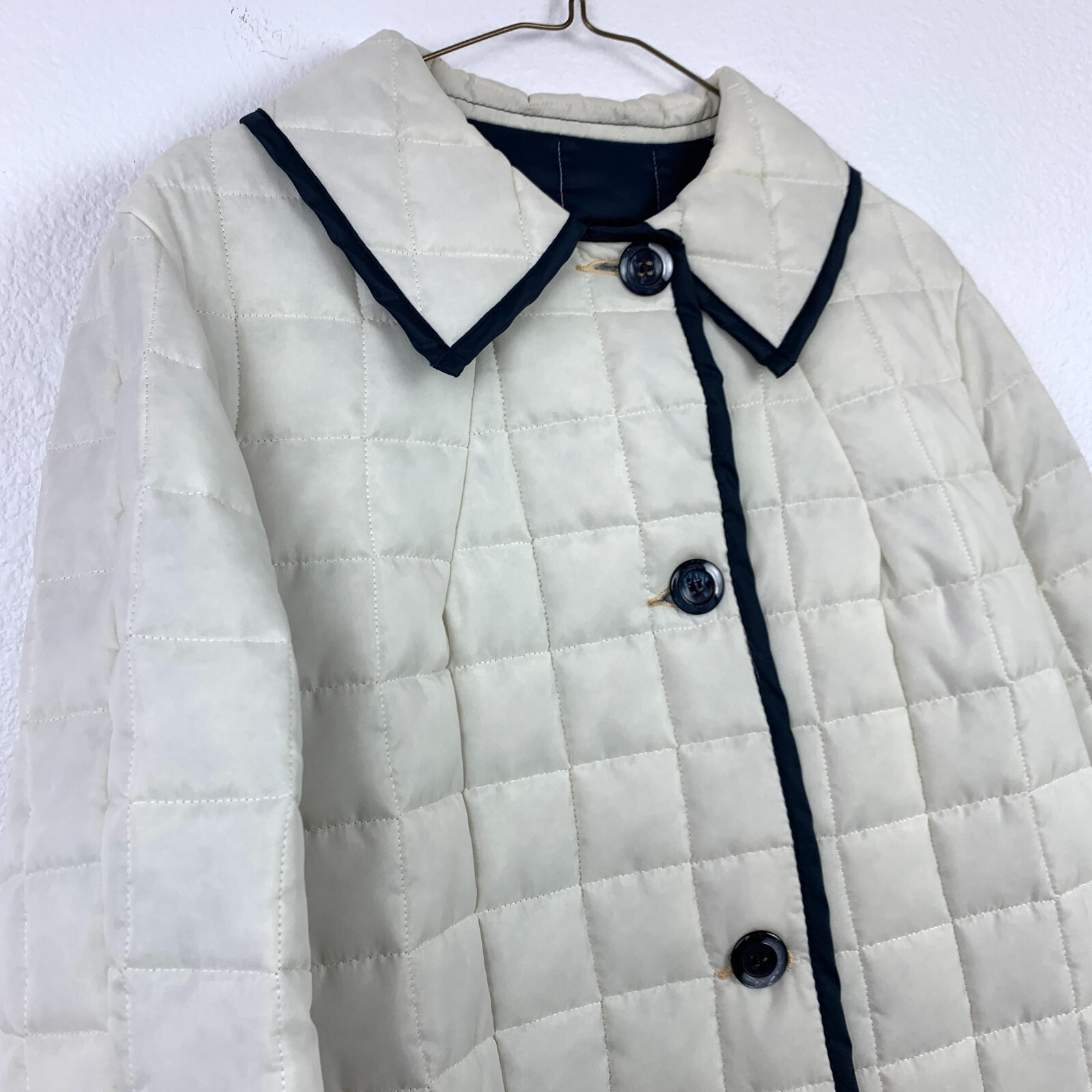 Vintage White Bear of St Paul Minnesota Navy Quilted Button Puffer Coat Medium