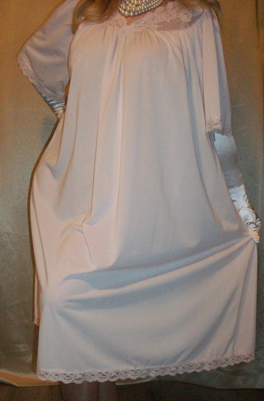Vtg Fair Pink Full Bust Nylon Nightgown 2X Bust 46 48