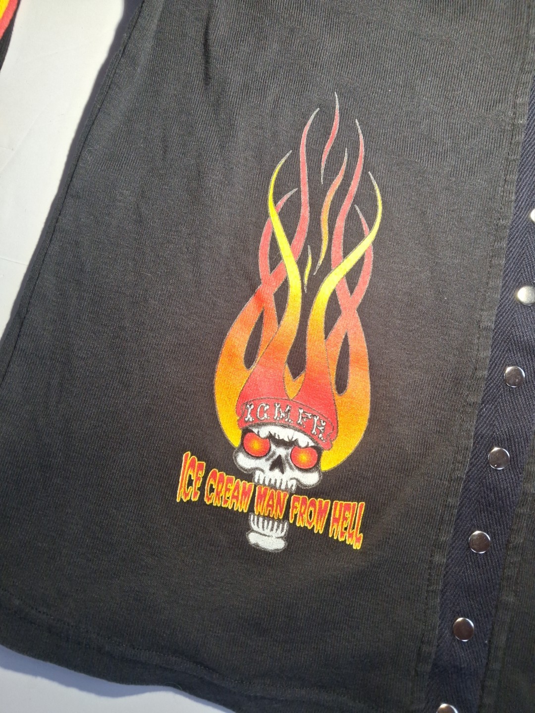 Vintage 90s Ice Cream Man From Hell Biker Med Ladies Long Sleeve T Shirt Black
