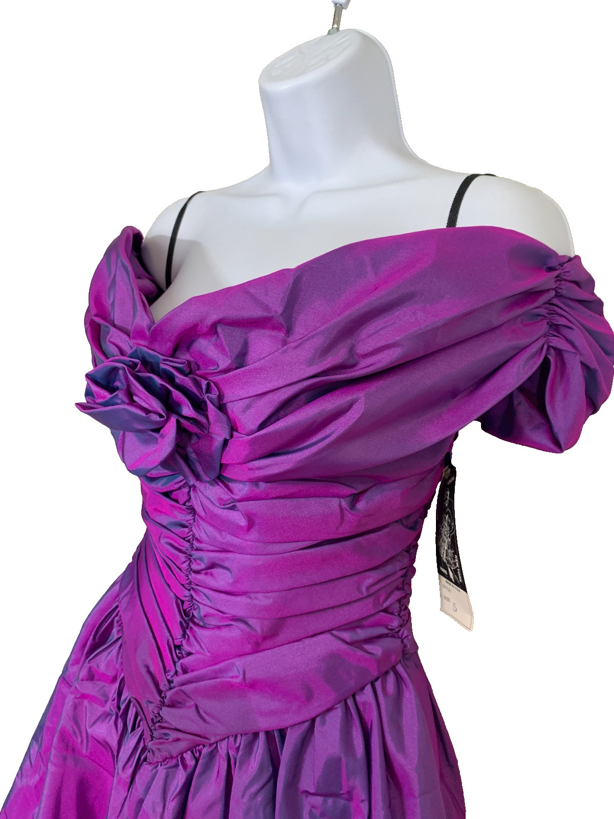 1980s Prom Dress Vintage Size 5 Purple Iridescent Princess Glam Party Deadstock