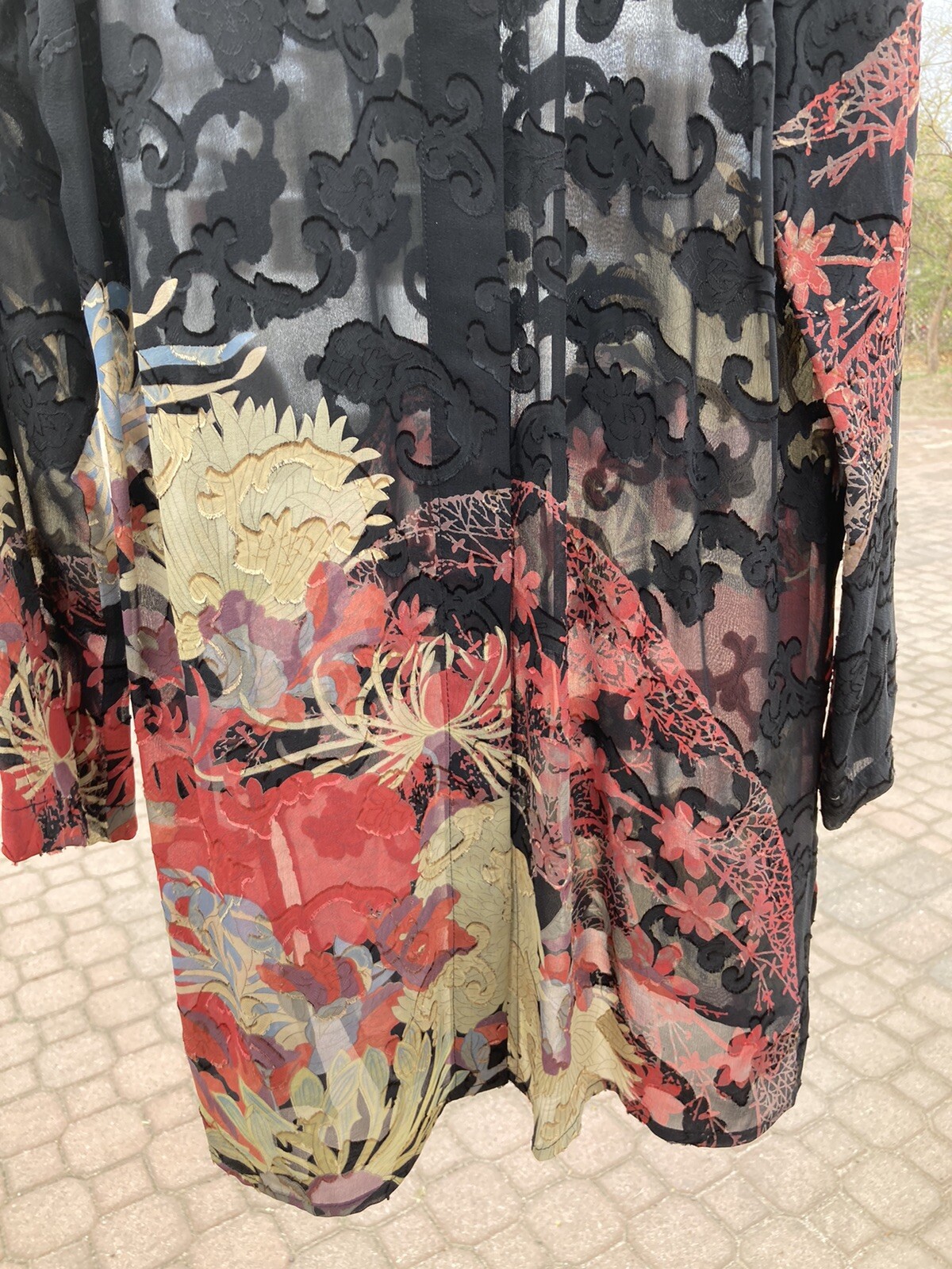 Citron Santa Monica women’s longsleeved knee length sheer silk blouse size S