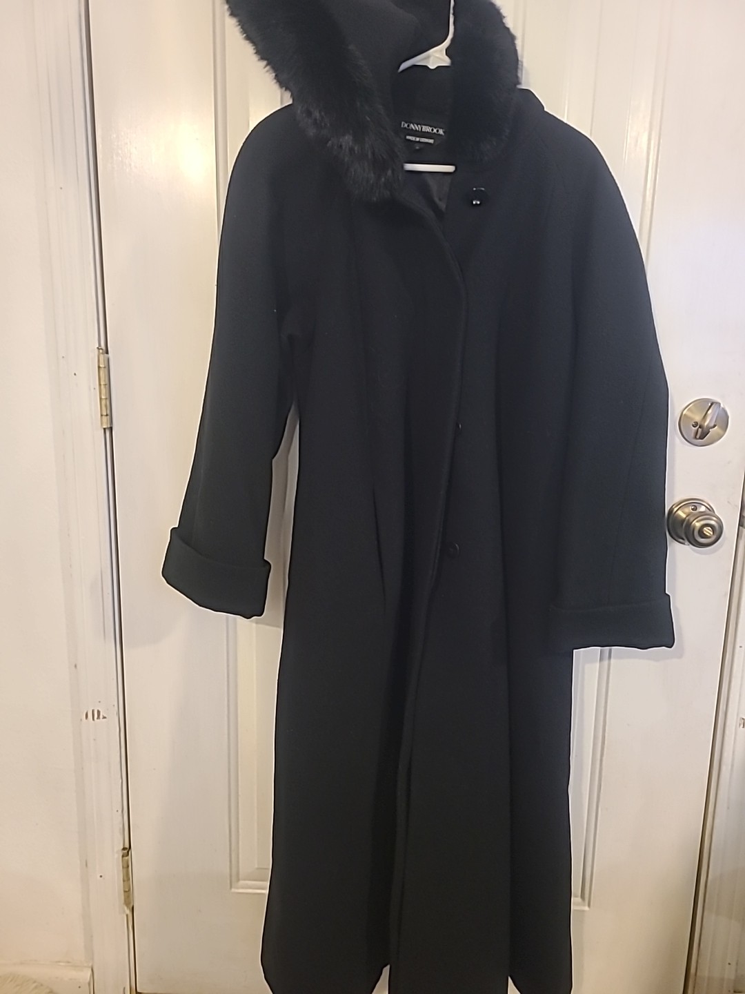 Rare Vintage Donnybrook Rabbit Fur Lined Hood Full Length Wool Coat Sz 8 Vintage