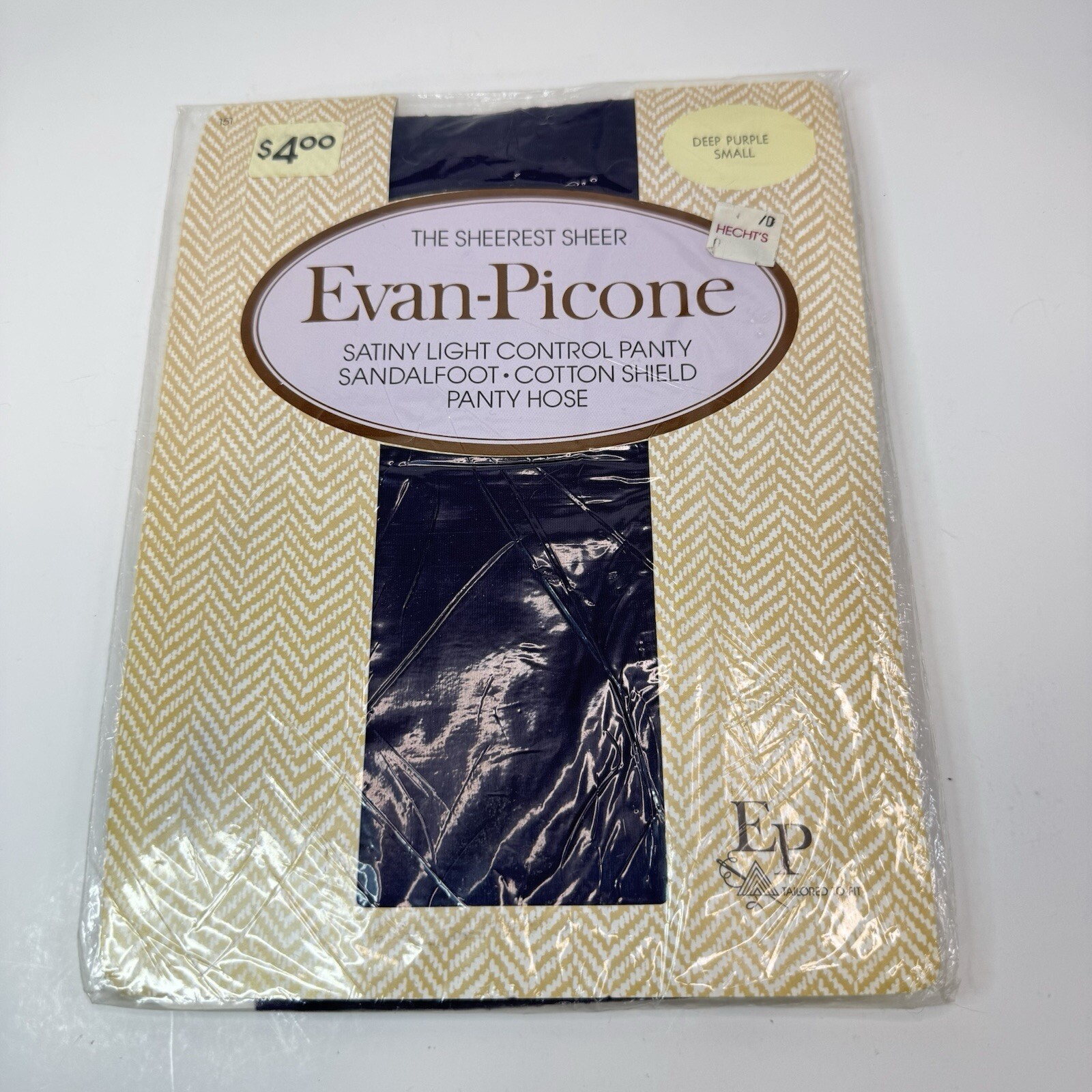 Evan Piccone Control Top Panty Hose Satiny Deep Purple Style 151 Size Small New