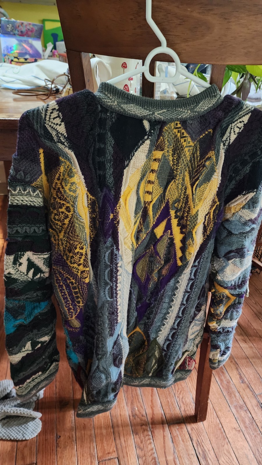 Coogi 1990s Vintage Earth Tones 3D Knit Cardigan Australia, Medium Sweater