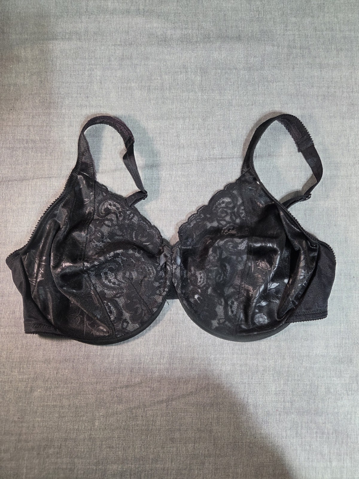 JC Penney Adonna 38D Vintage Black Lace Underwire Bra Retro Burlesque