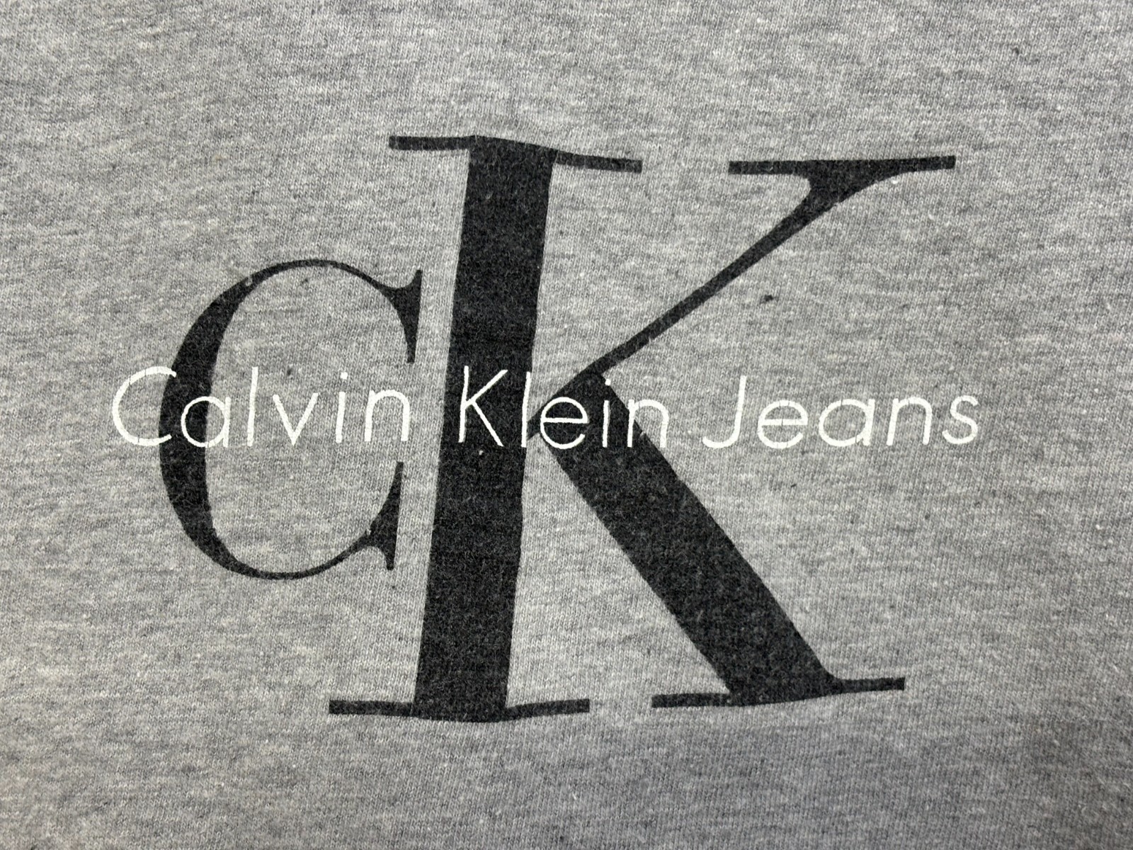 Calvin Klein Womens T-Shirt Gray Spell Out Classic Logo Short Sleeve Crop Top XL