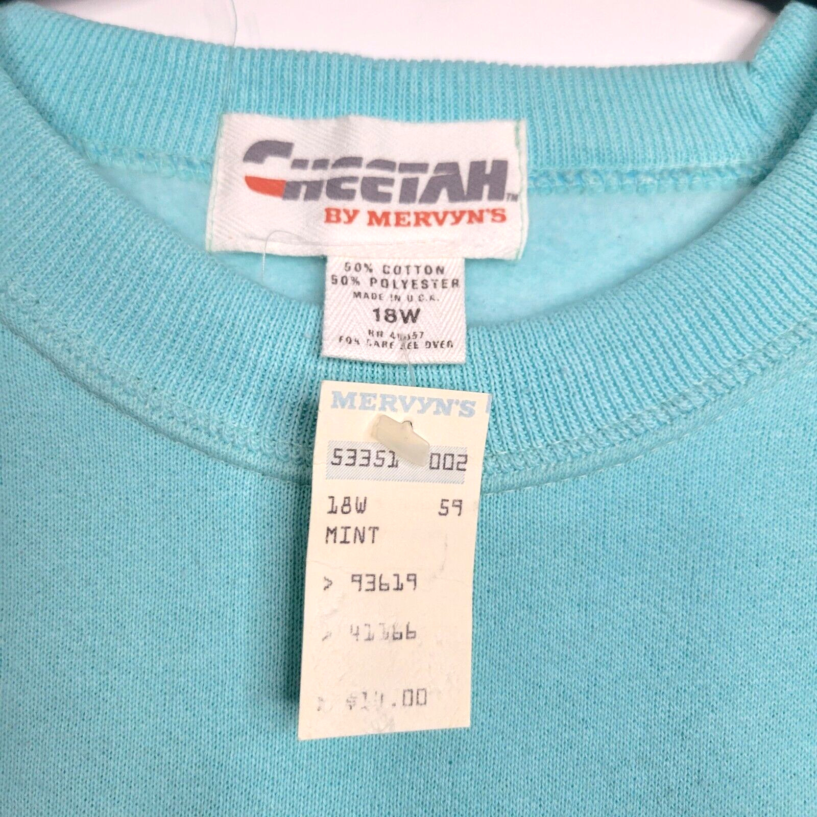 Vintage Crewneck Blank Sweatshirt Cheetah Women’s XL 18W Blue U.S.A Made New 90s