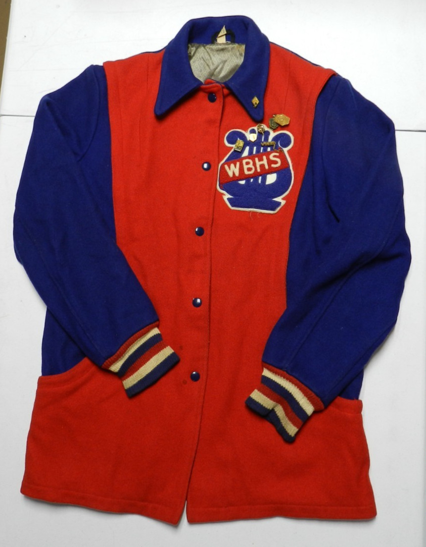 Vintage 1966 High School Letterman’s Jacket Red & Blue Wool Ladies Size 16