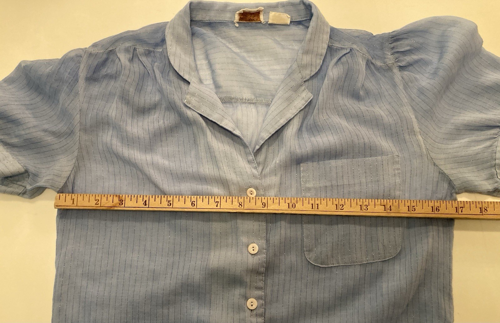 Vintage 70’s Women’s Foxmoor Vertically Striped Blue Button Down Blouse/Top Sml