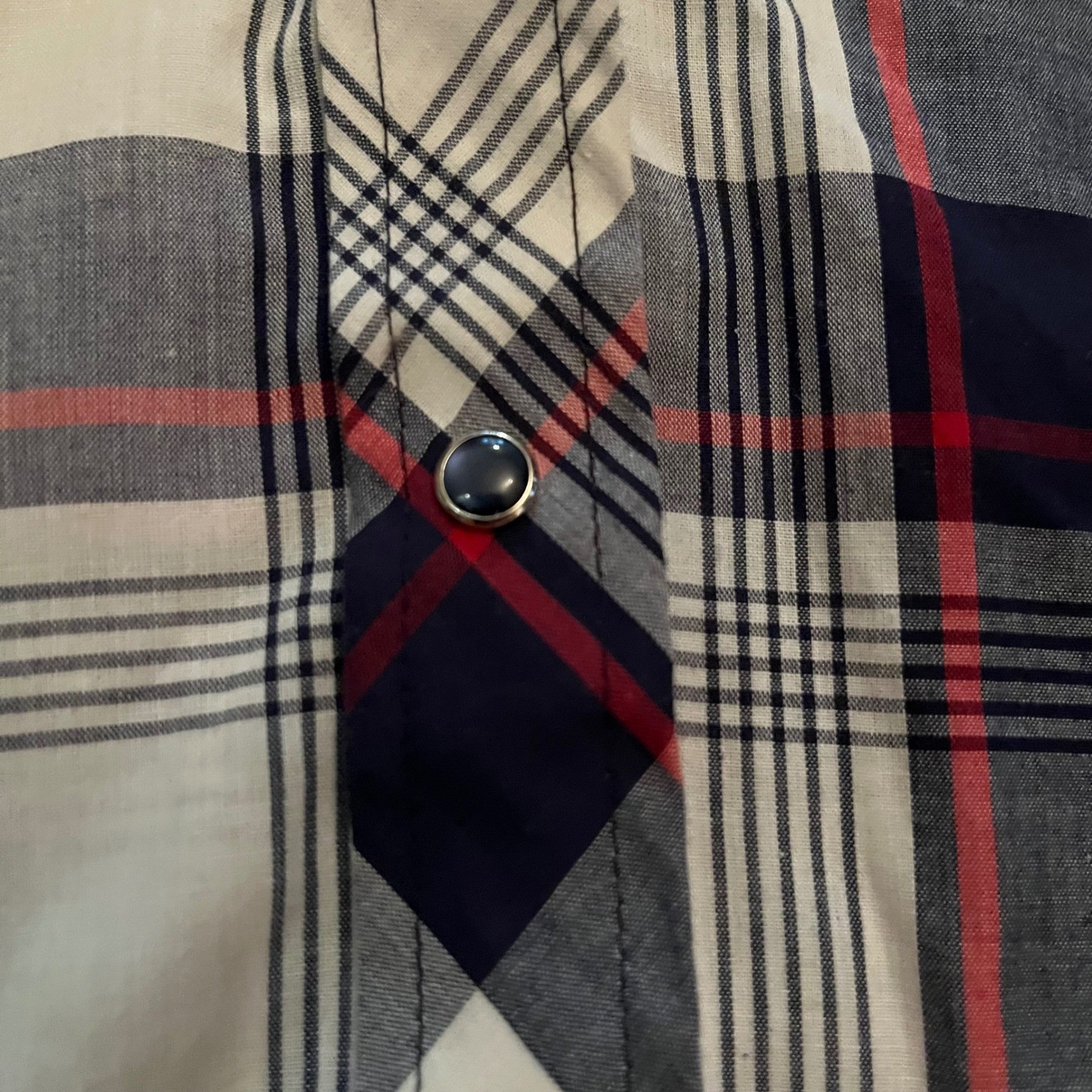 Kenny Rogers Western Collection Karman Plaid Lace Trim Pearl Snap Shirt Vintage