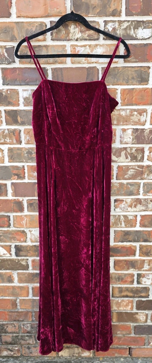 Vintage 90s Rare Wine Red Velvet Evening Dress Size Medium Whimsigoth Romantic