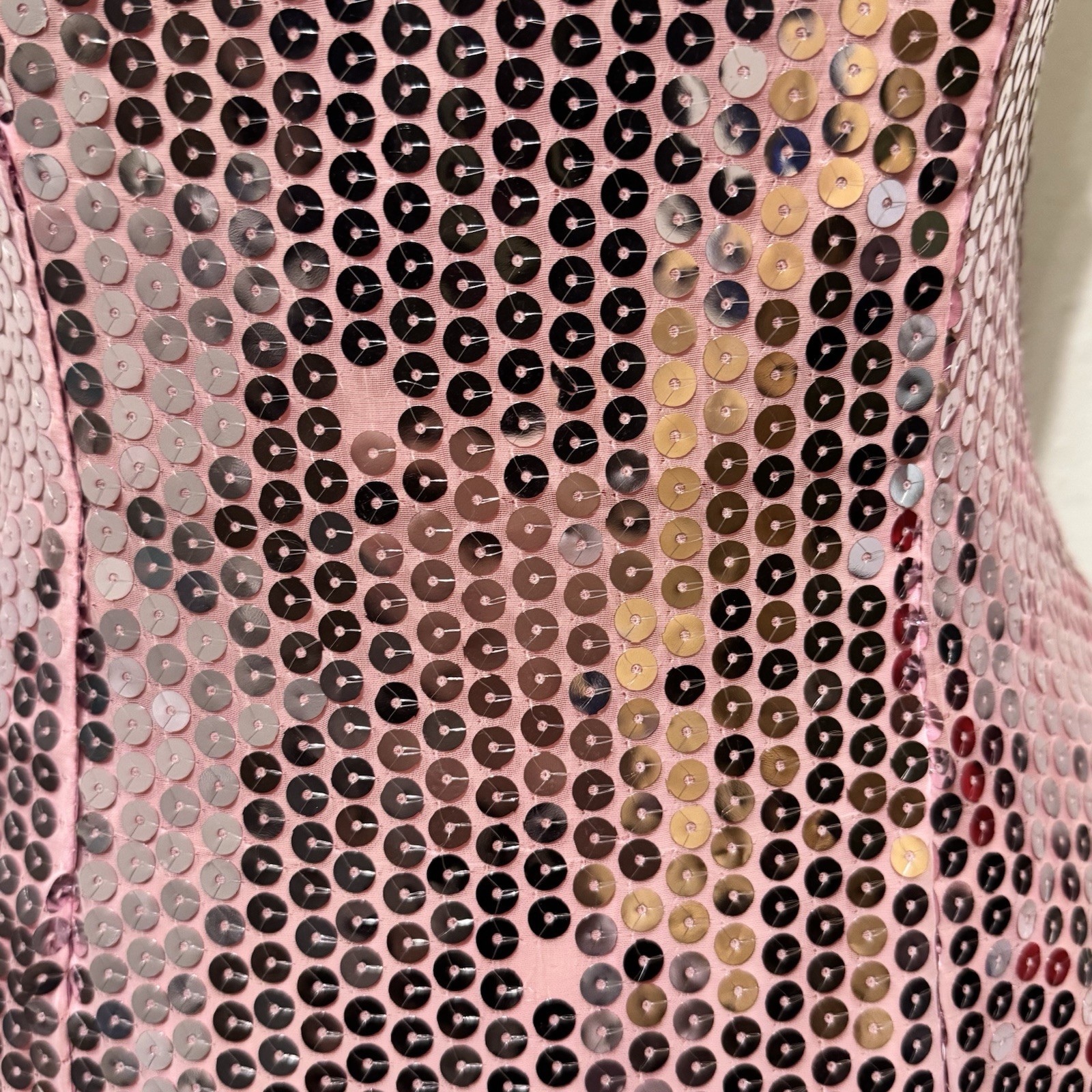 Vintage 80s Nadine Pink sequin strapless prom dress size Small mermaid