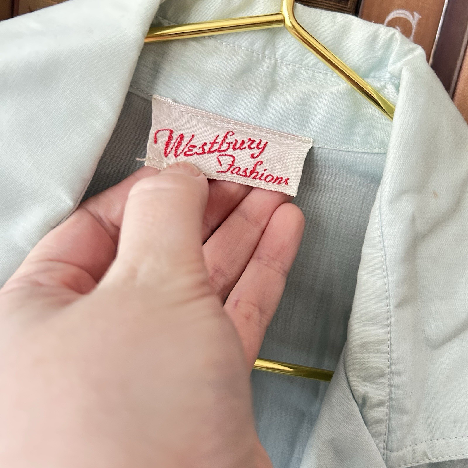 Vintage Light Blue Pleated Belted Dress by Westbury Fashions