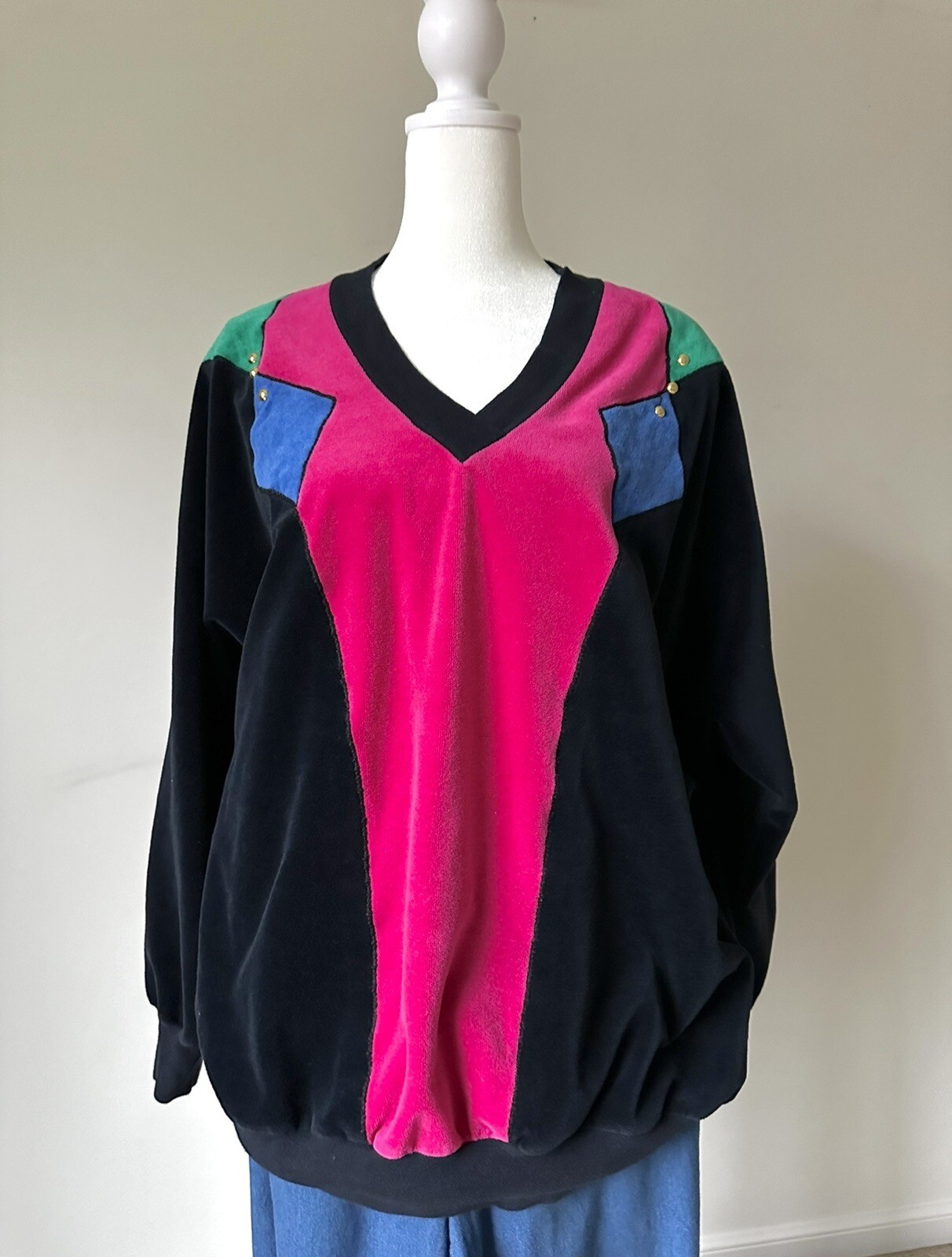 Vintage Womens 80s 90s Velour Pullover by YS Sport (Young Stuff) Size 2X