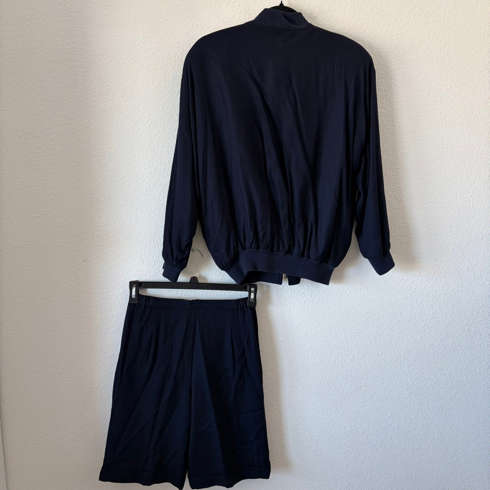 Embroidered Vintage Golf Jacket & Shorts Set Women Small Navy Blue Country Club