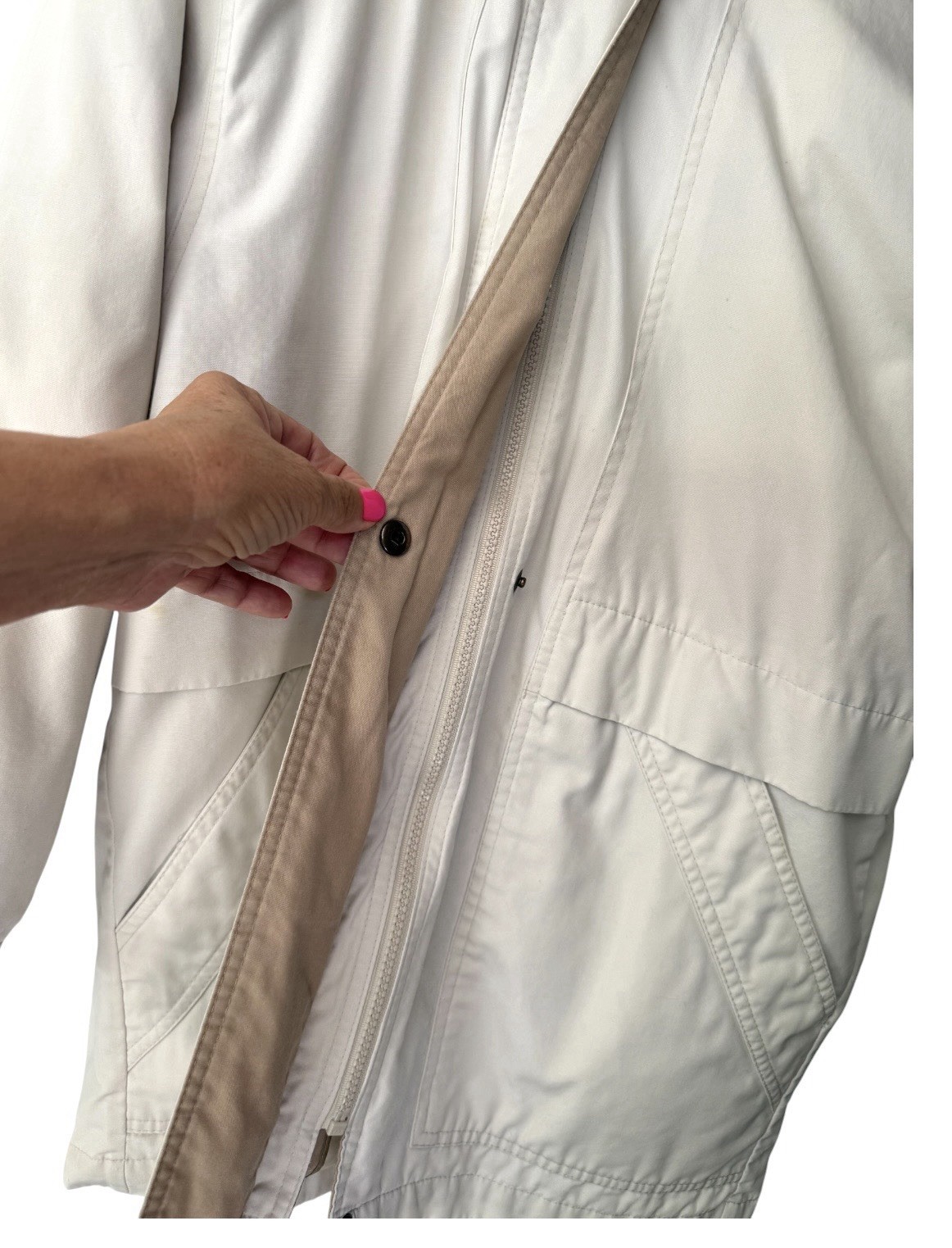 Vintage London Fog Creme Utility Jacket With Hood