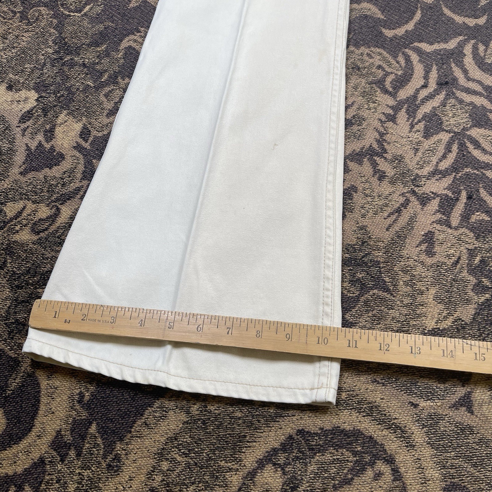 Vtg 70s Grape Vines Cargo Flare Wide Leg Beige Pants Juniors Size 32×33