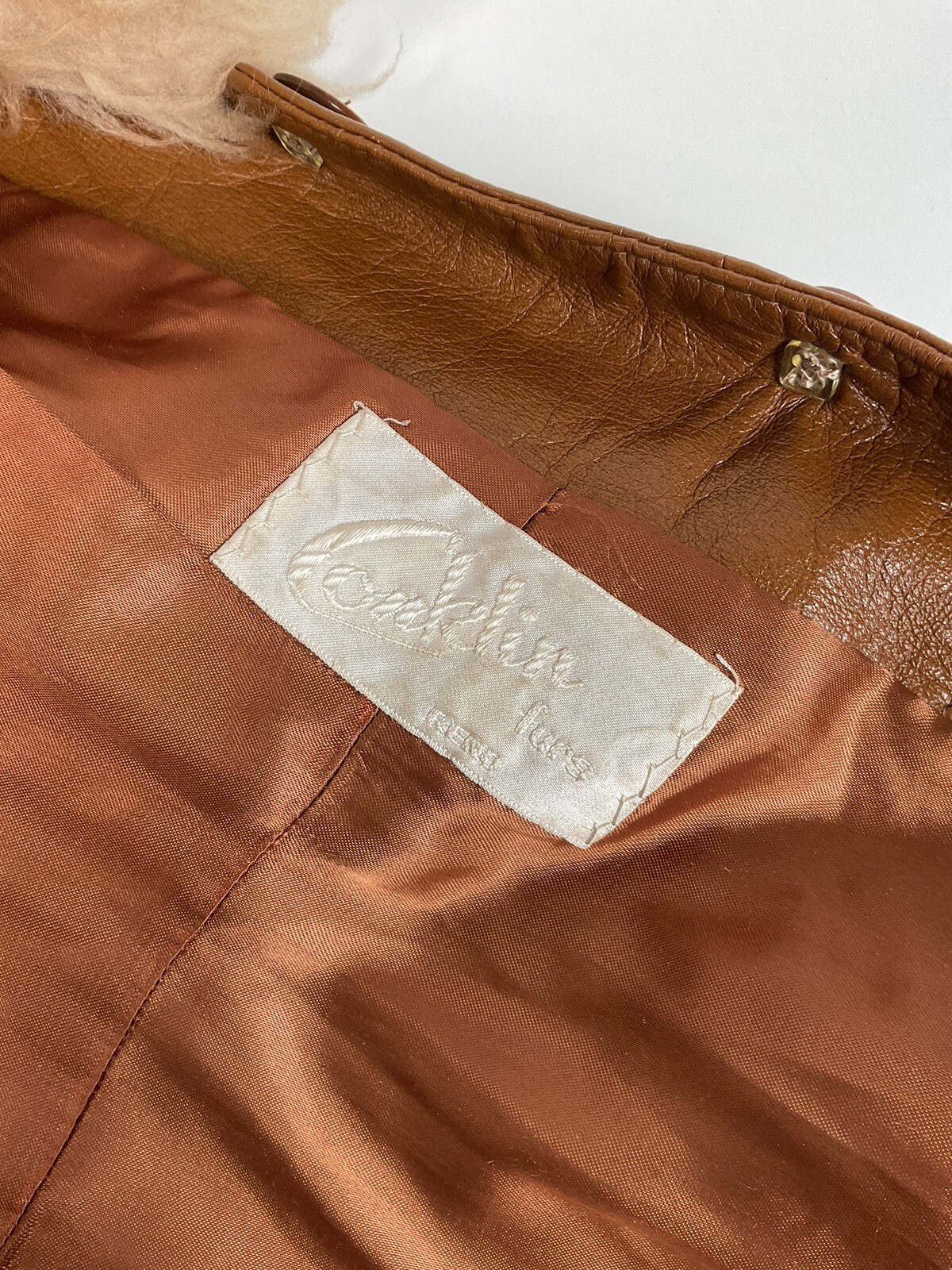 Vintage 1970s Women’s Landry Leather Russian Princess Coat Fur Shawl Collar